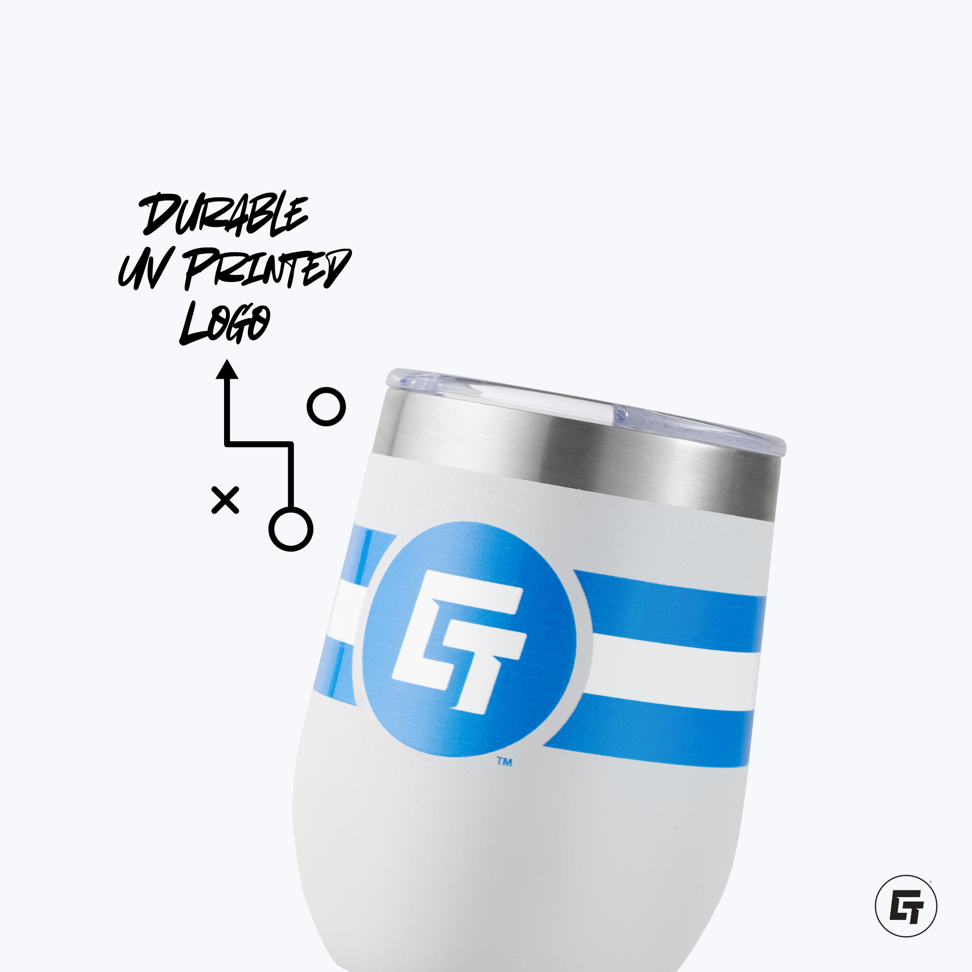 American Cornhole League 12oz Light Grey Stemless Tumbler