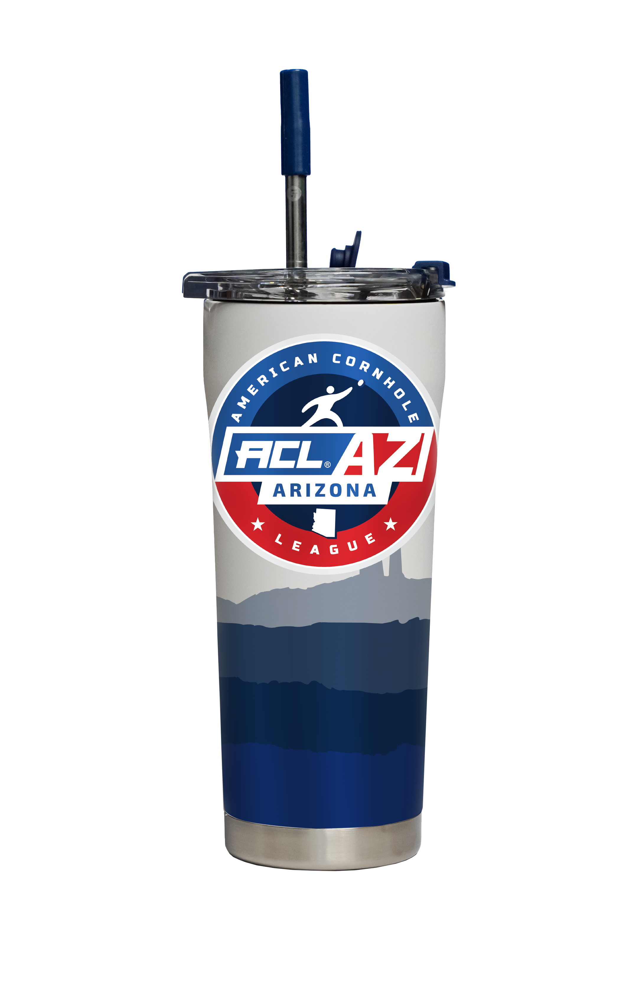 American Cornhole League "ACL Arizona" State Landscape White Straw Tumbler