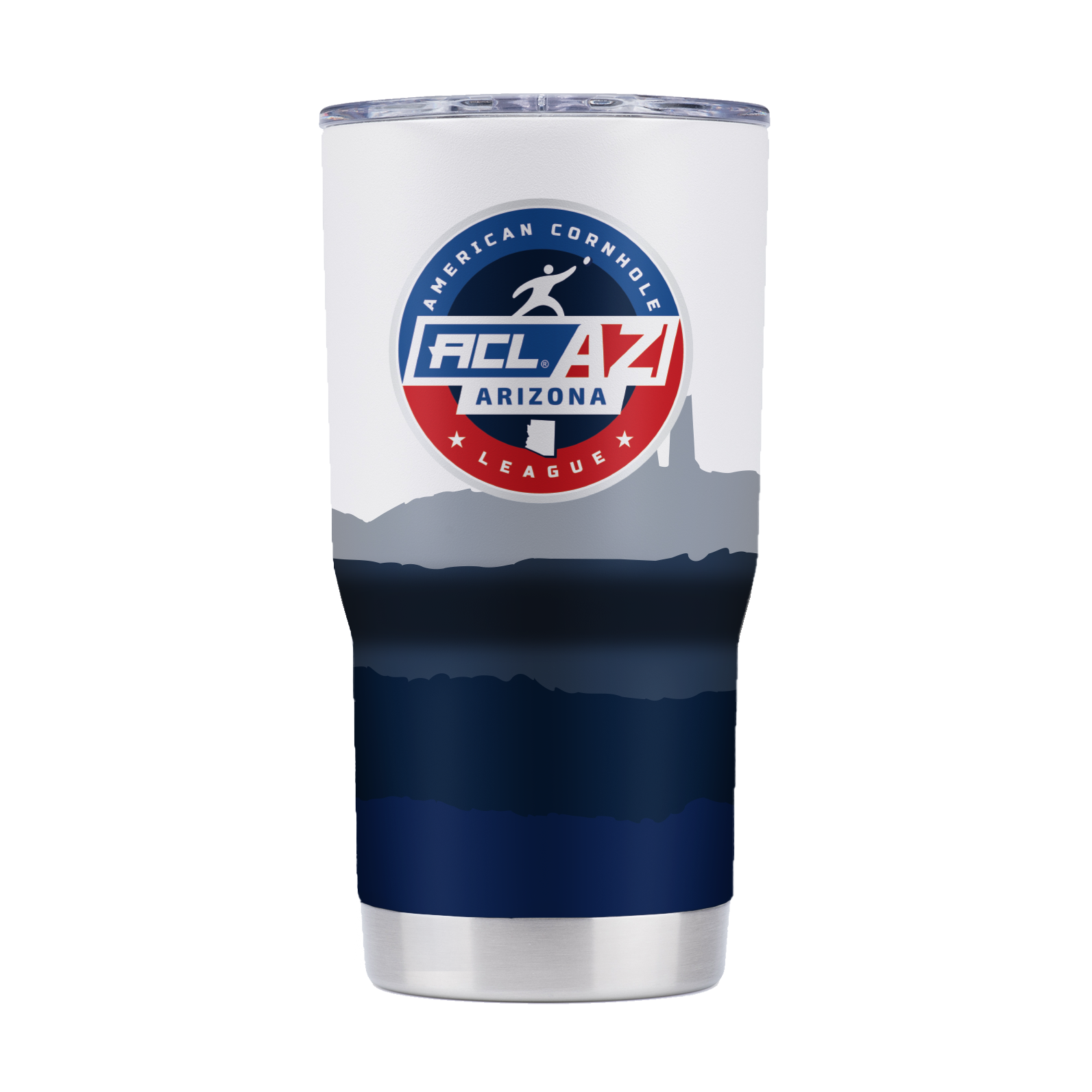 American Cornhole League "ACL Arizona" State Landscape Full Wrap 20oz White Stainless Steel Tumbler