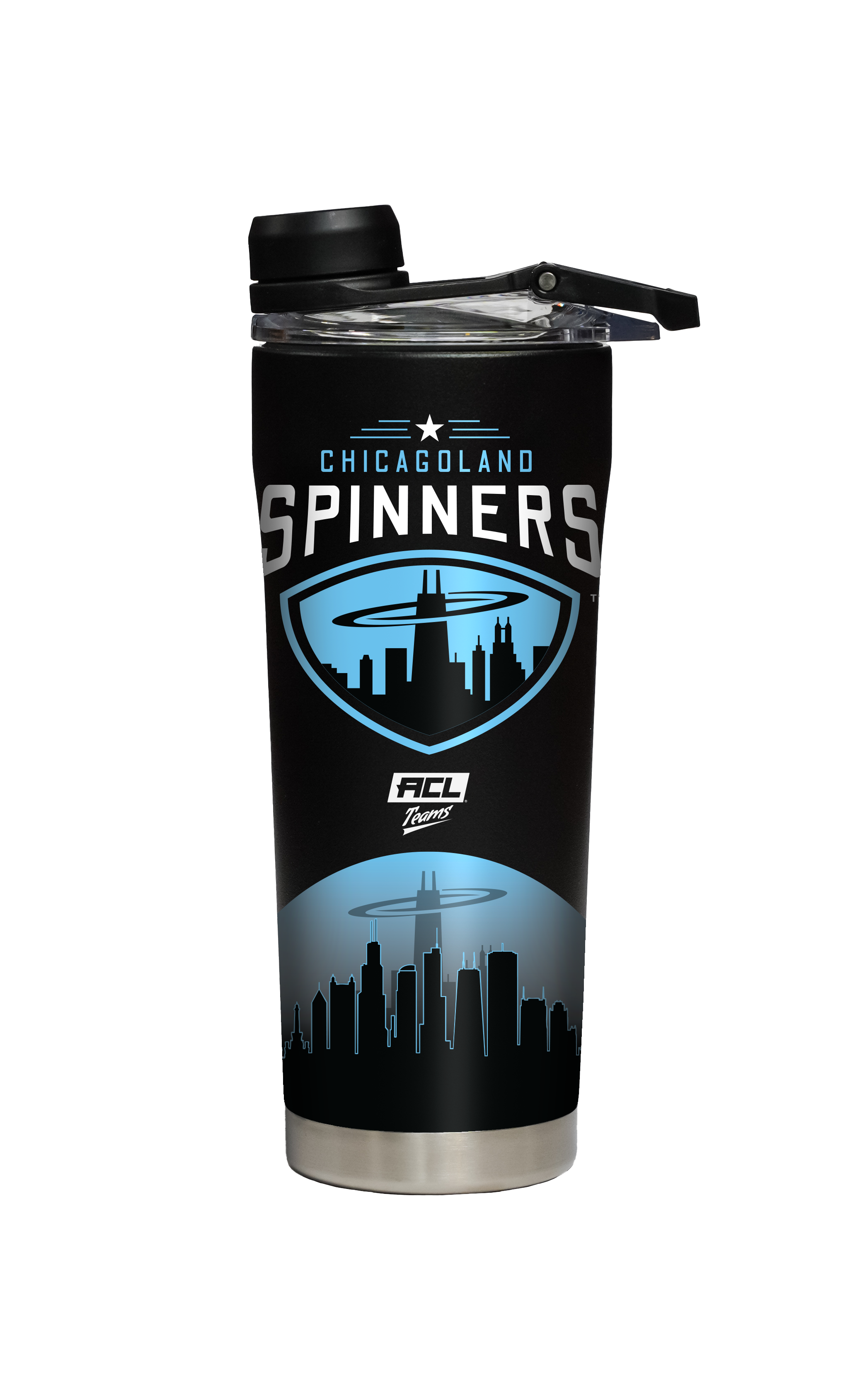 Chicagoland Spinners Black Shaker Bottle