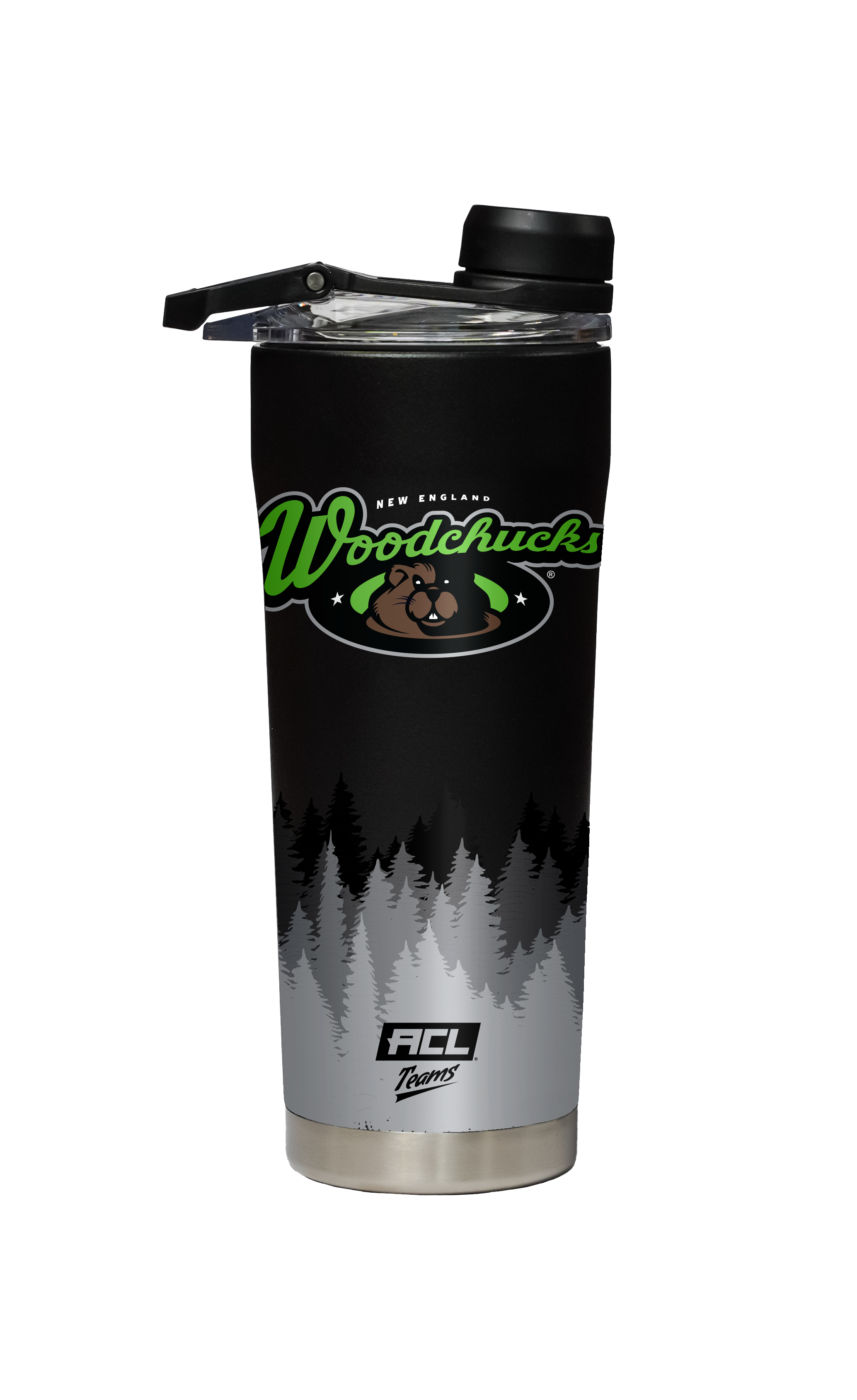 New England Woodchucks Black Shaker Bottle