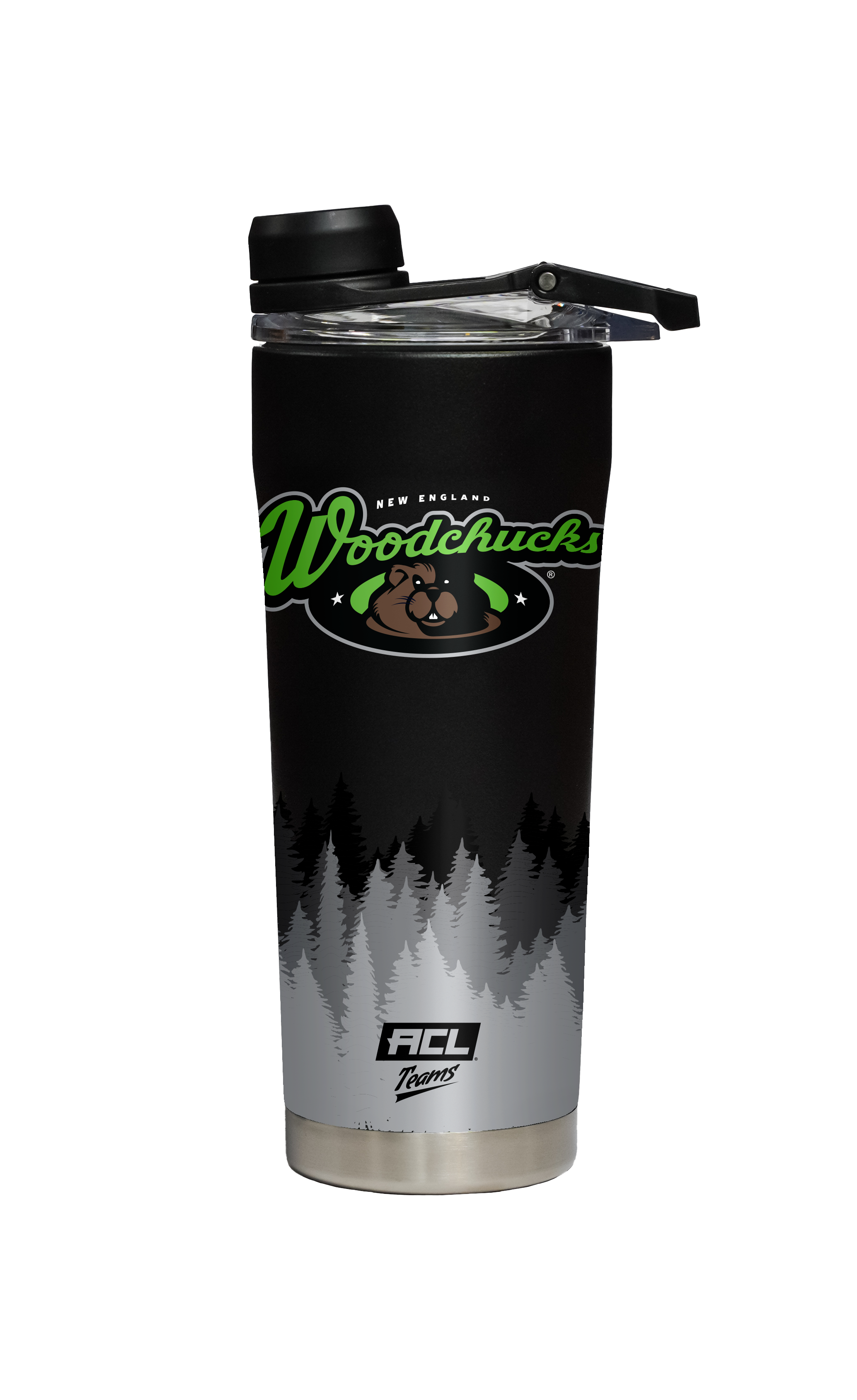New England Woodchucks Black Shaker Bottle