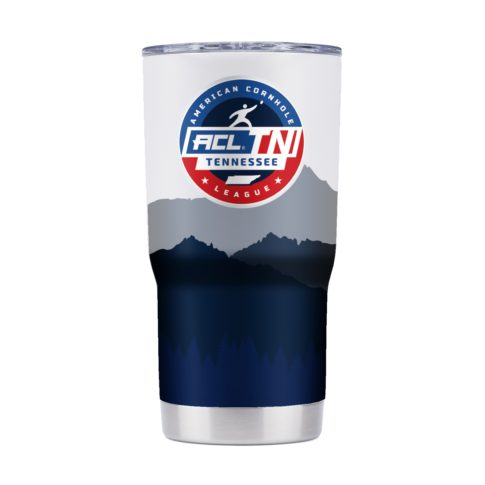 American Cornhole League "ACL Tennessee" State Landscape Full Wrap 20oz White Stainless Steel Tumbler