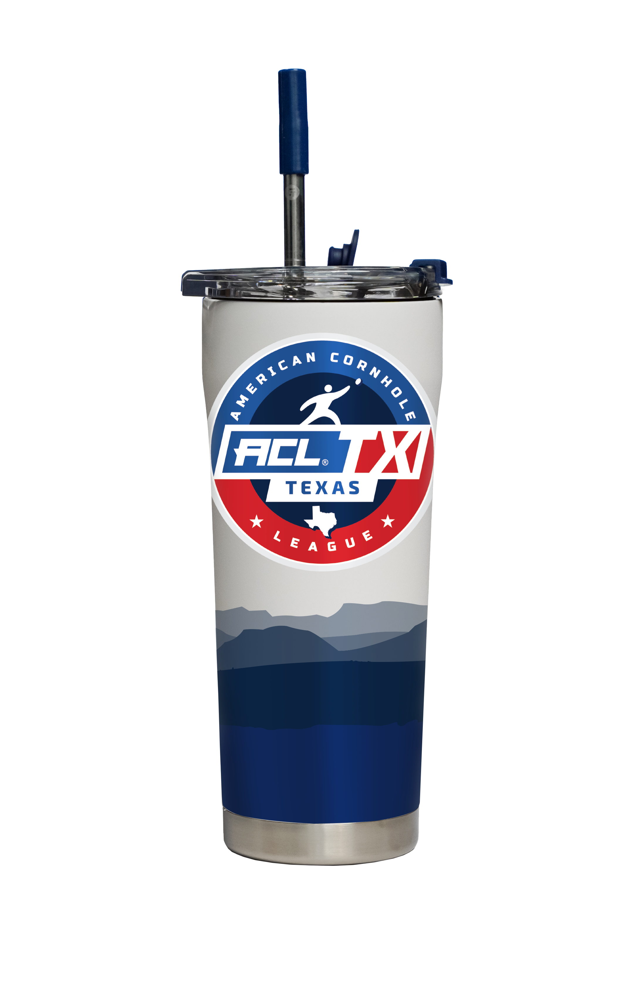 American Cornhole League "ACL Texas" State Landscape White Straw Tumbler