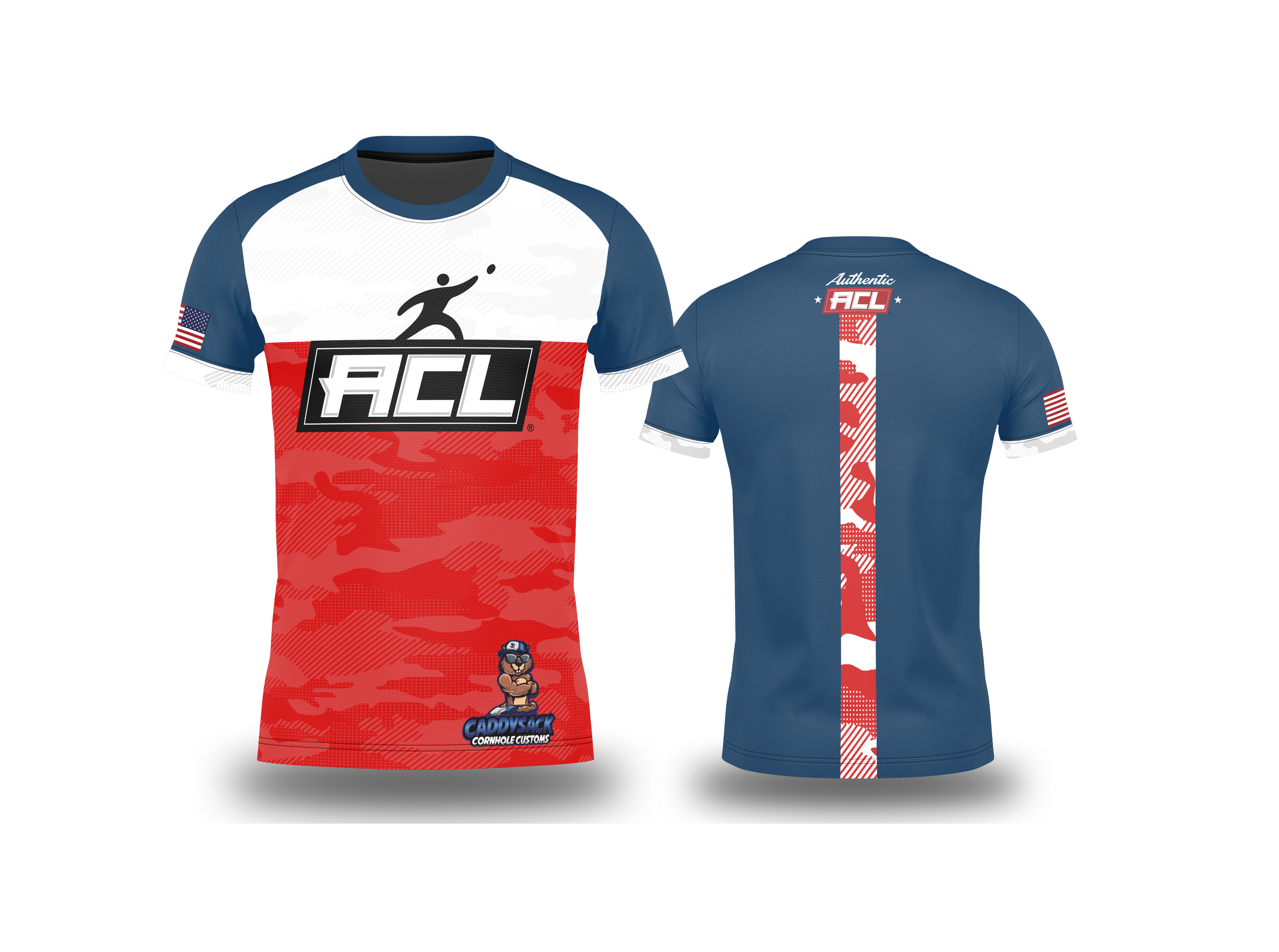"AUTHENTIC" ACL/CADDYSACK "CAMO" JERSEY- RED/WHITE/BLUE
