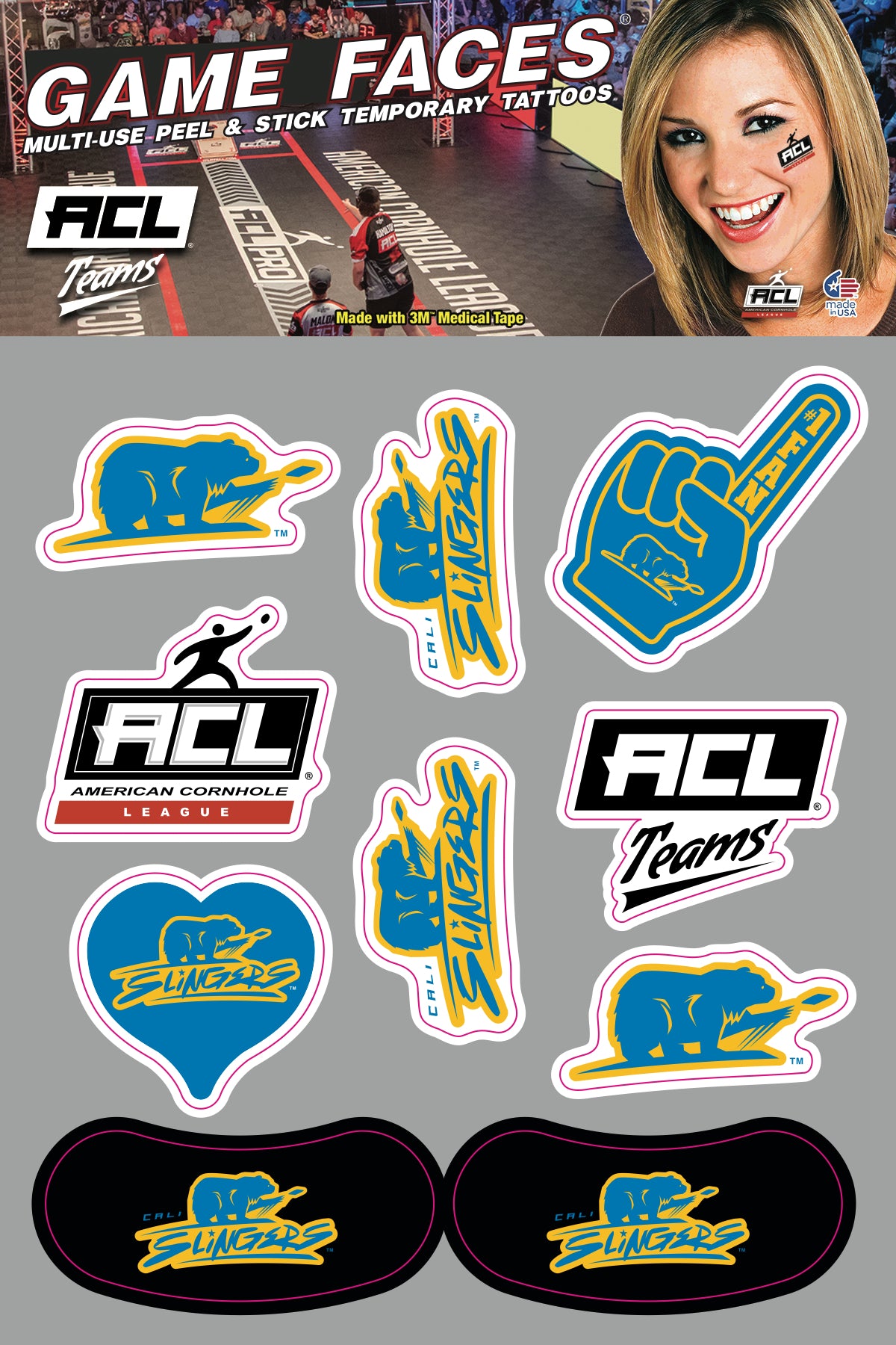 Cali Slingers - Waterless Peel & Stick Temporary Tattoos - 10 Pack