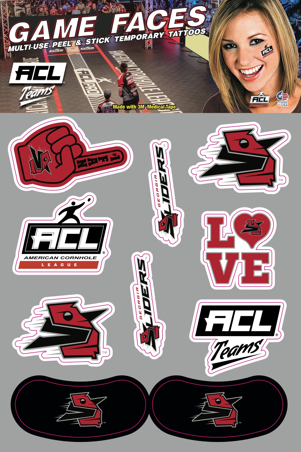 Georgia Sliders - Waterless Peel & Stick Temporary Tattoos - 10 Pack