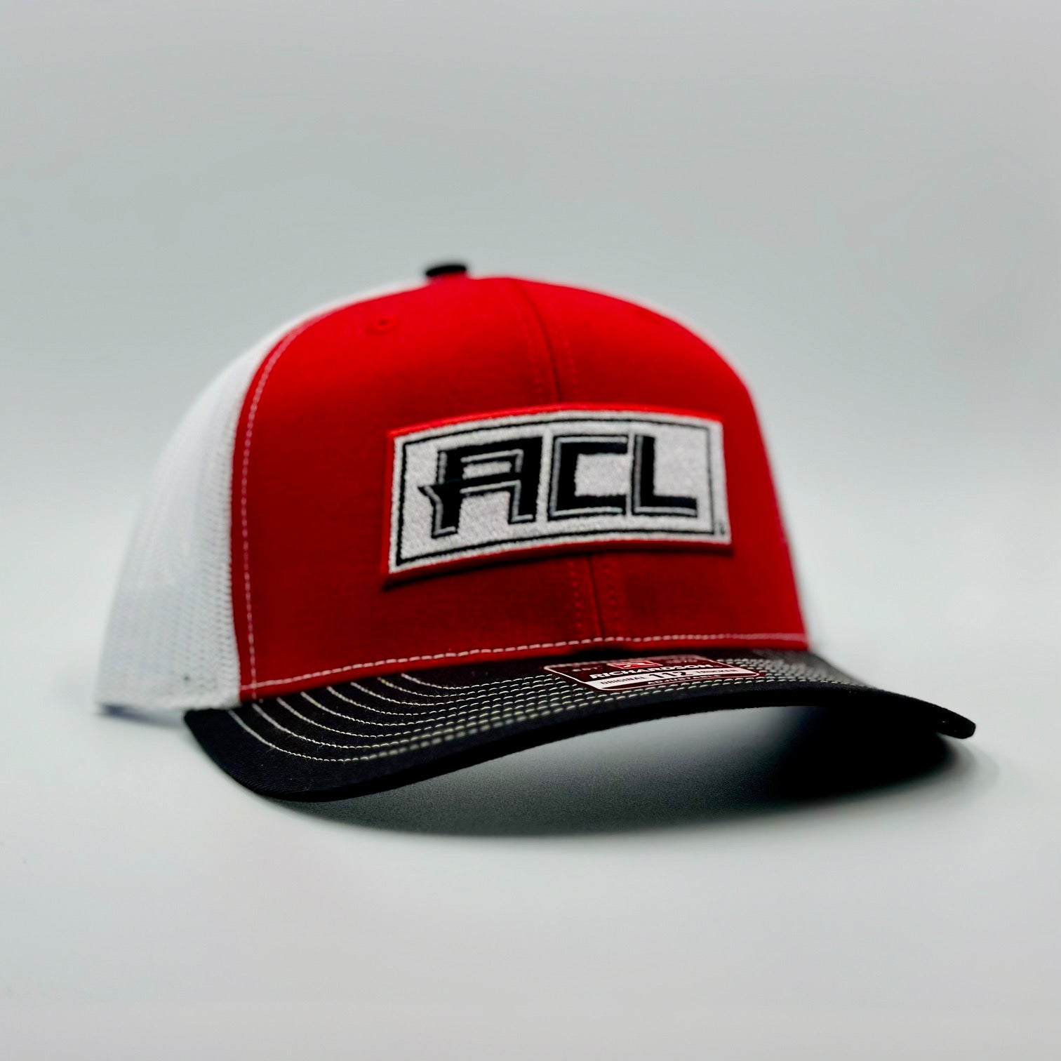 Red Tri Colored Hat With Stitched Patch
