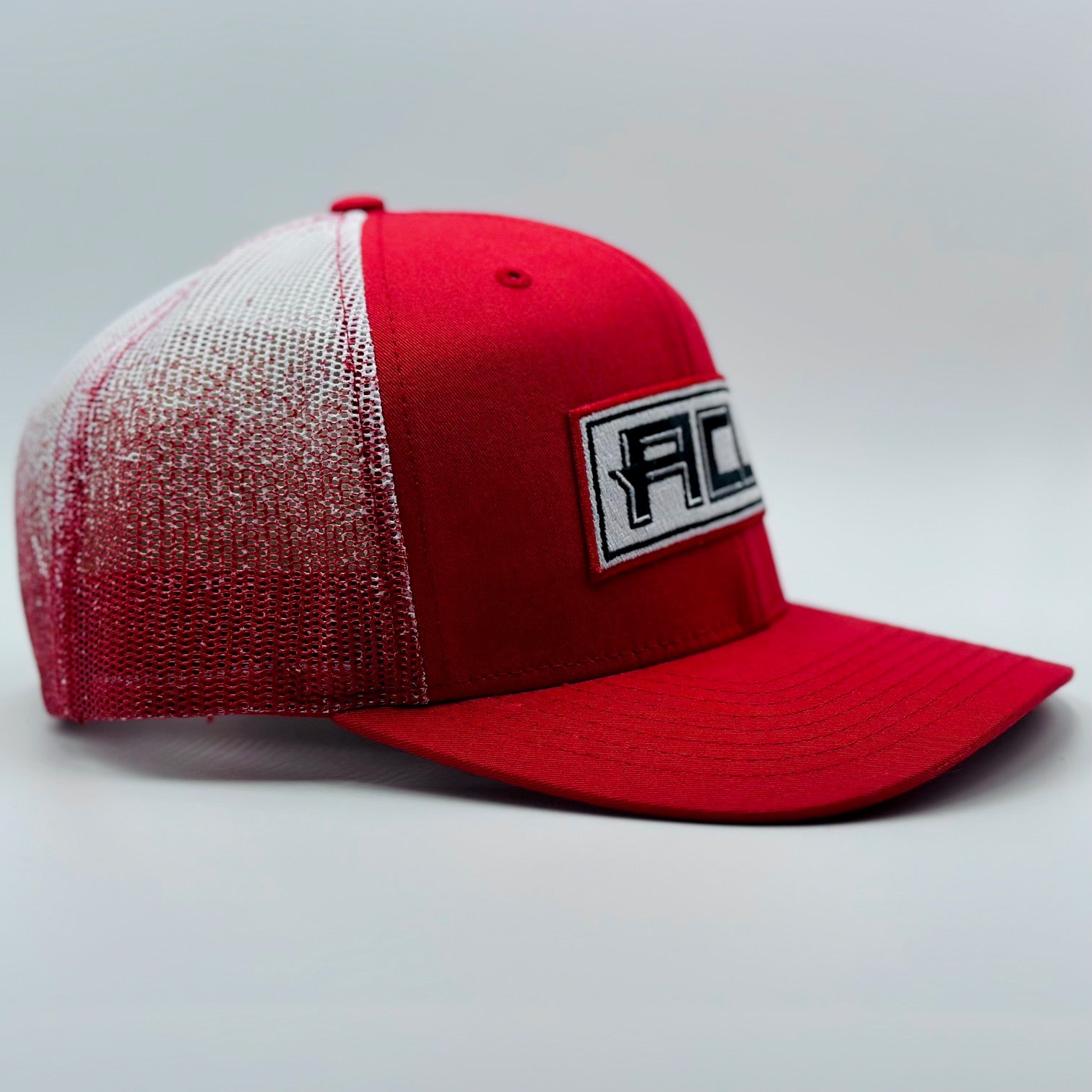 Red/White Fade Hat With stitched Patch