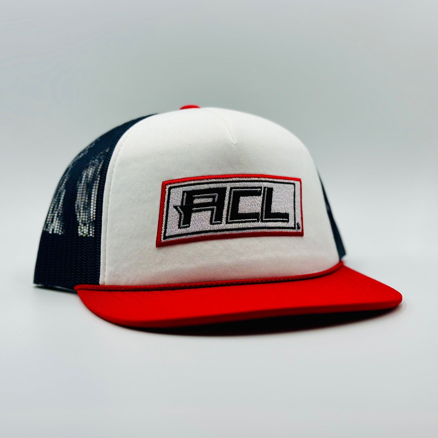 Tri Colored Rope Hat With Stitched Patch