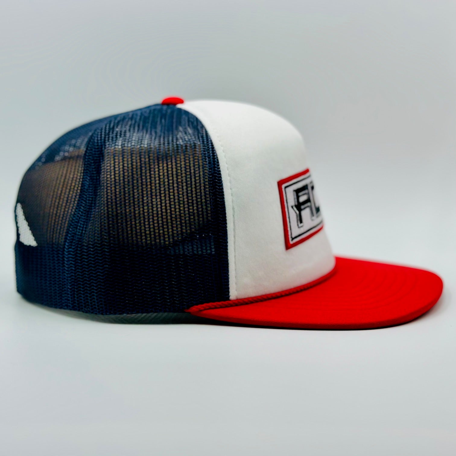 Tri Colored Rope Hat With Stitched Patch