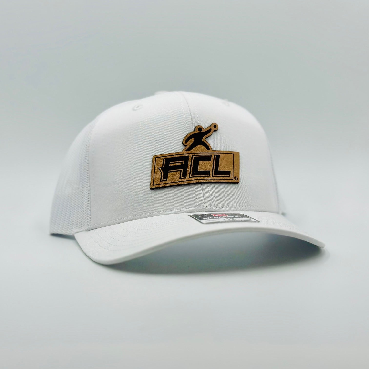 White Hat With Leather Patch