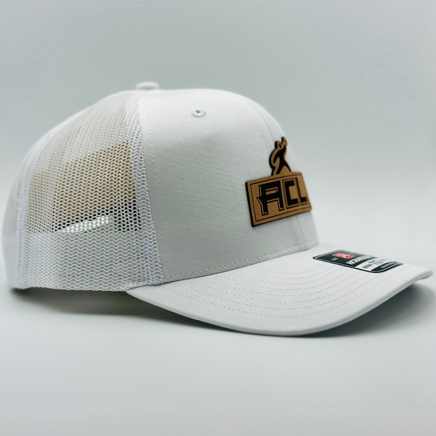 White Hat With Leather Patch