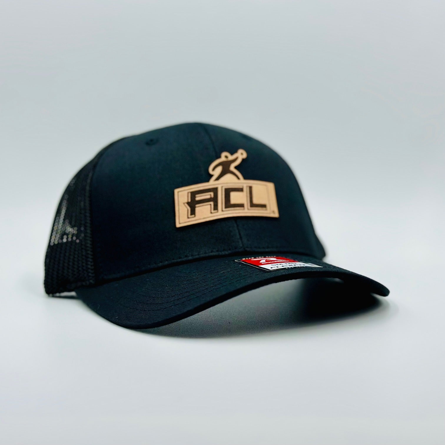 Black Flex Hat With Leather Patch