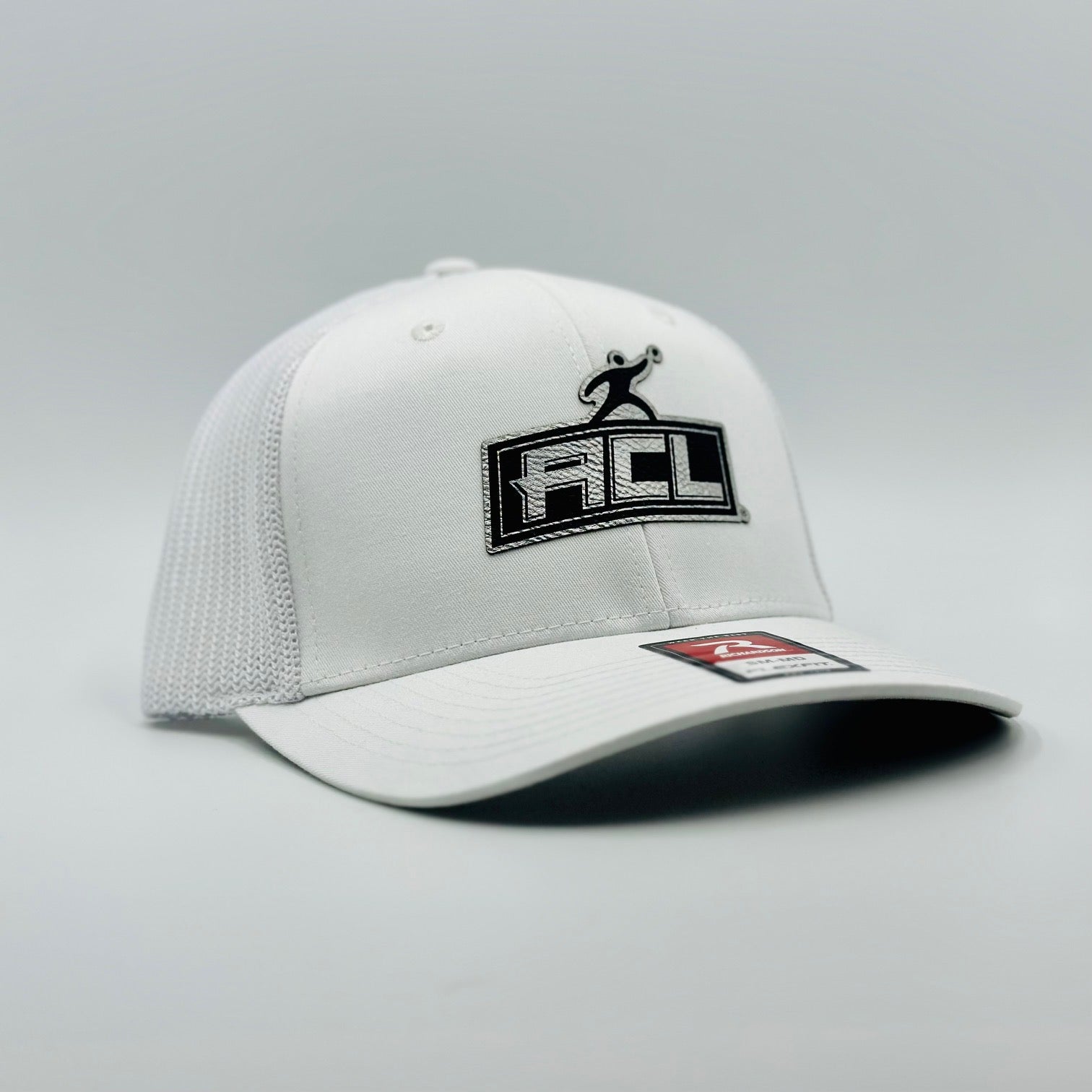 White Flex Hat With Sliver Patch