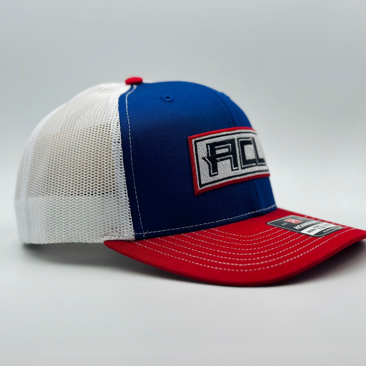 Blue Tri Colored Hat With Stitched Patch