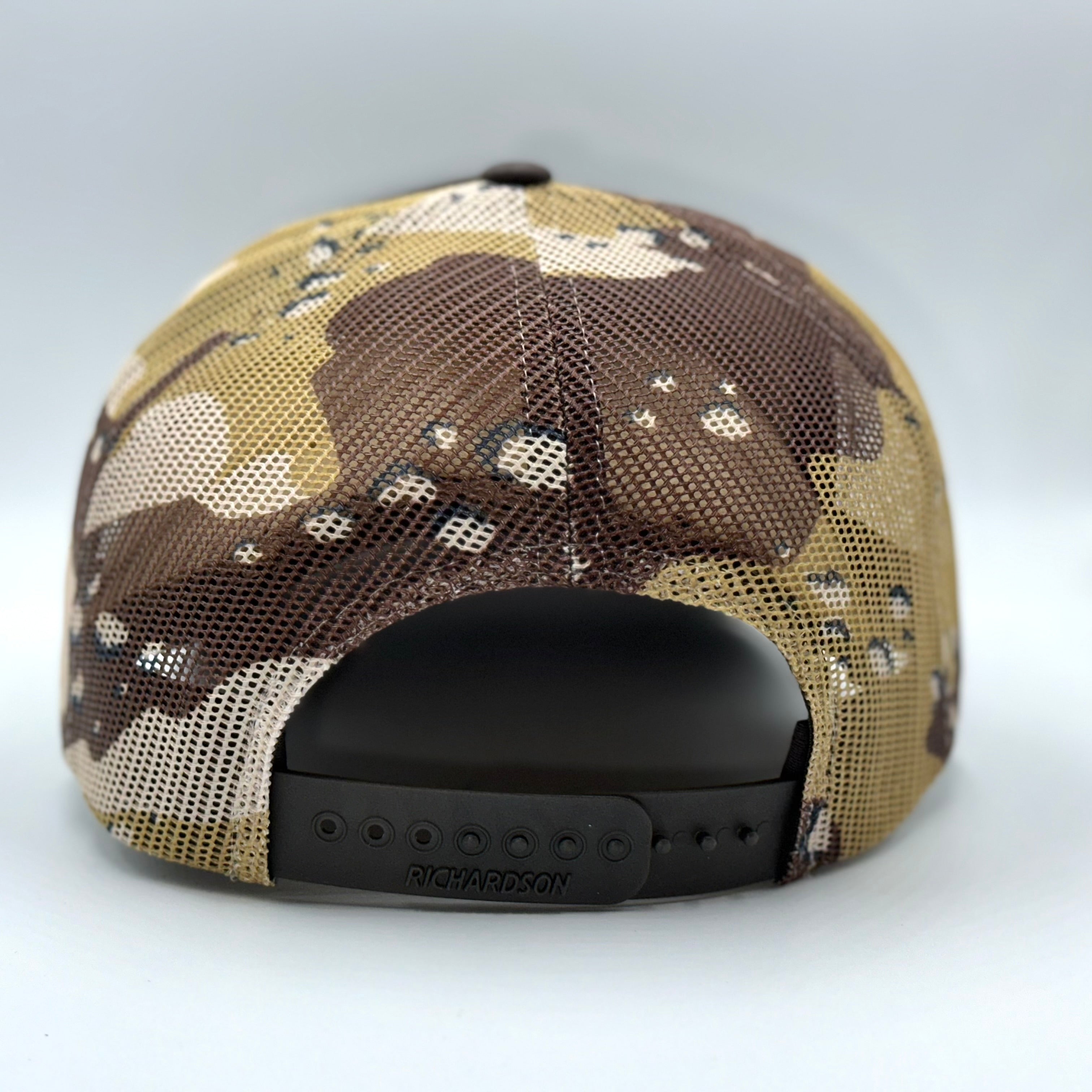 Brown Camo Hat With Leather Patch