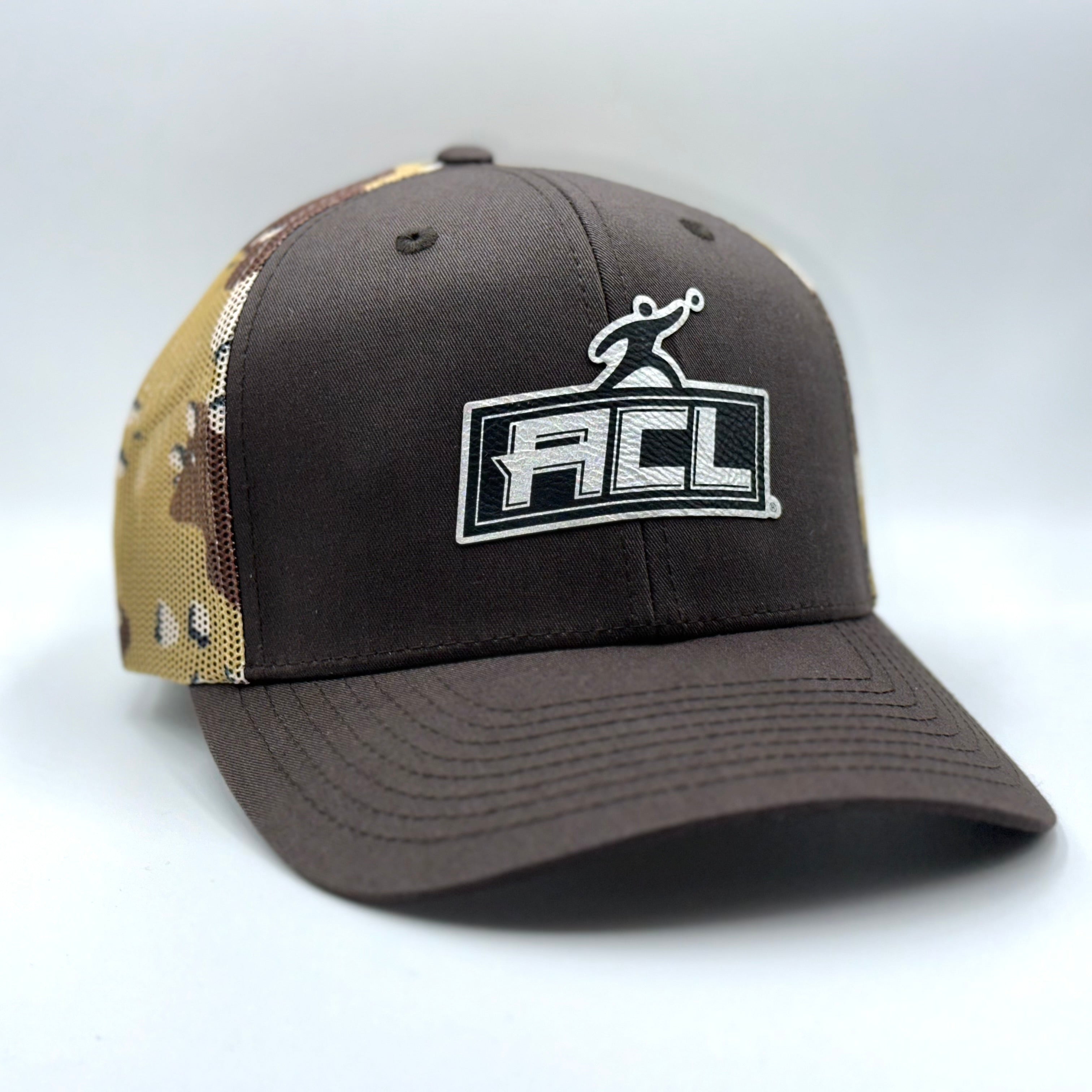 Brown Camo Hat With Sliver Patch