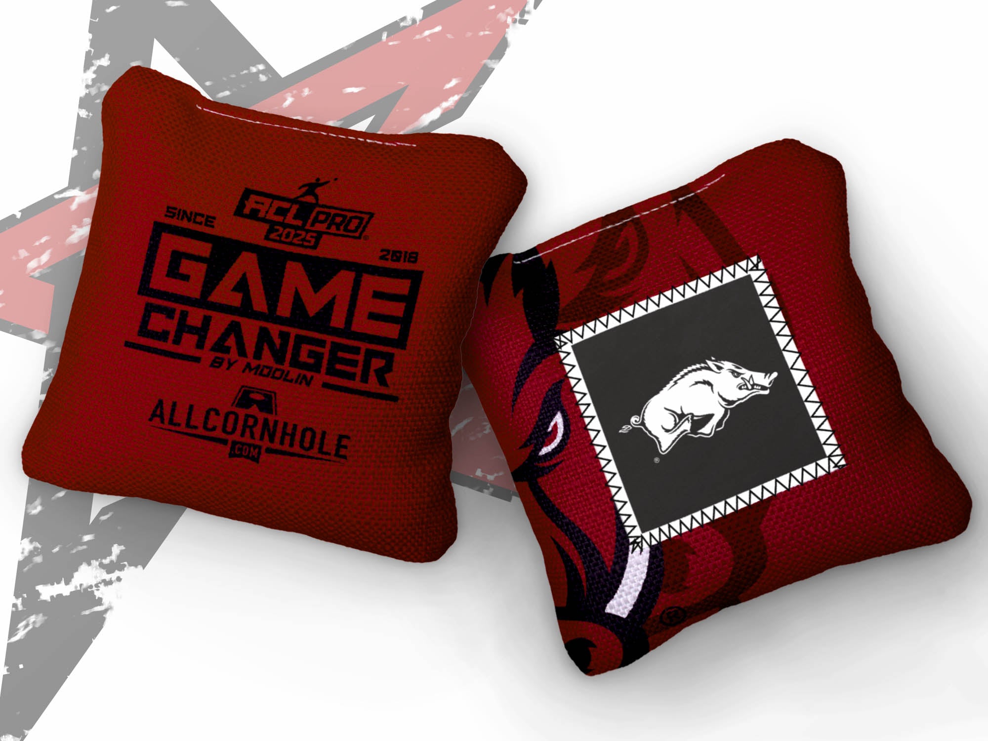 Officially Licensed Collegiate Cornhole Bags - AllCornhole Game Changers - Set of 4 - University of Arkansas