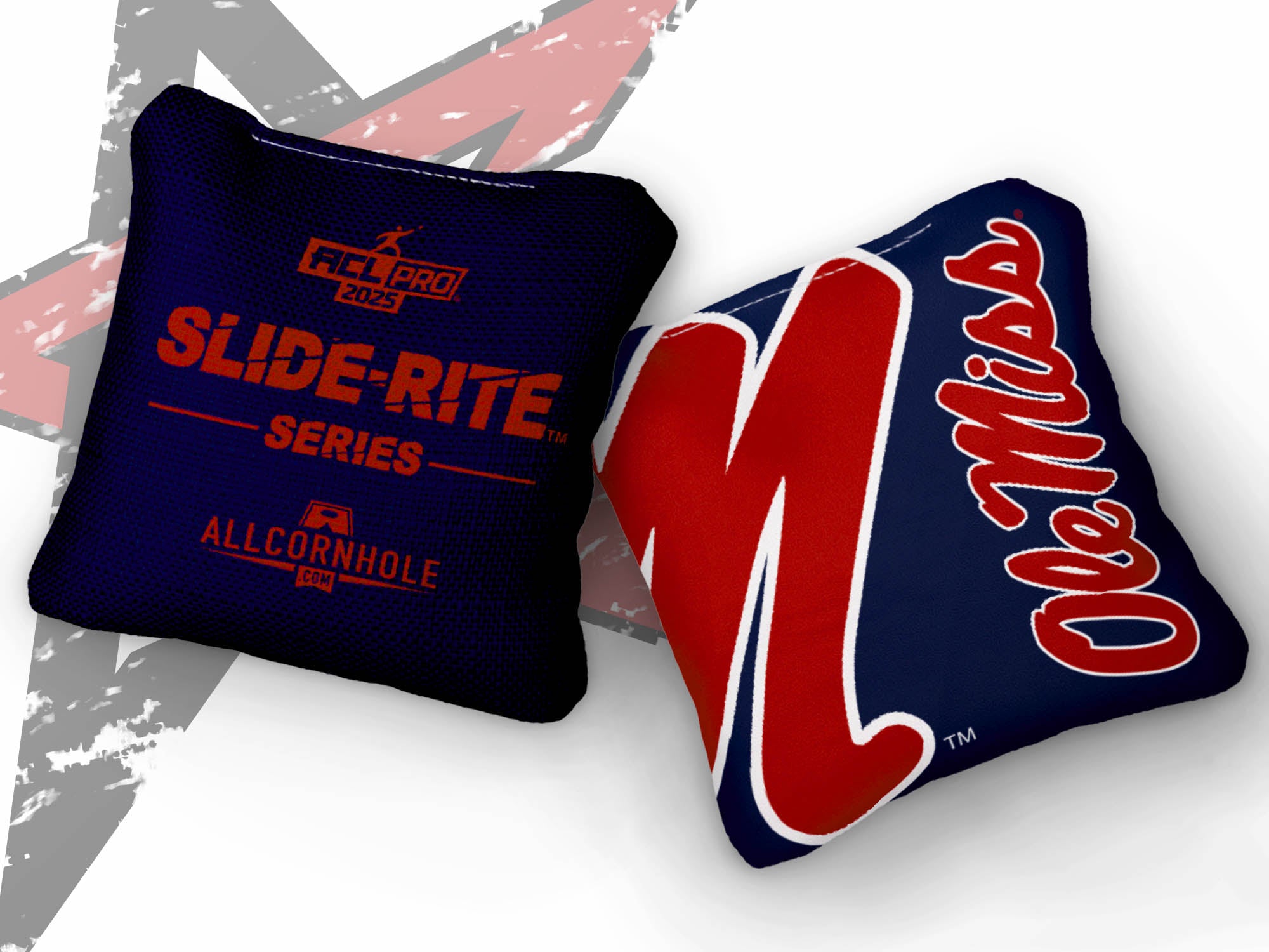 Officially Licensed Collegiate Cornhole Bags - AllCornhole Slide Rite - Set of 4 - University of Mississippi
