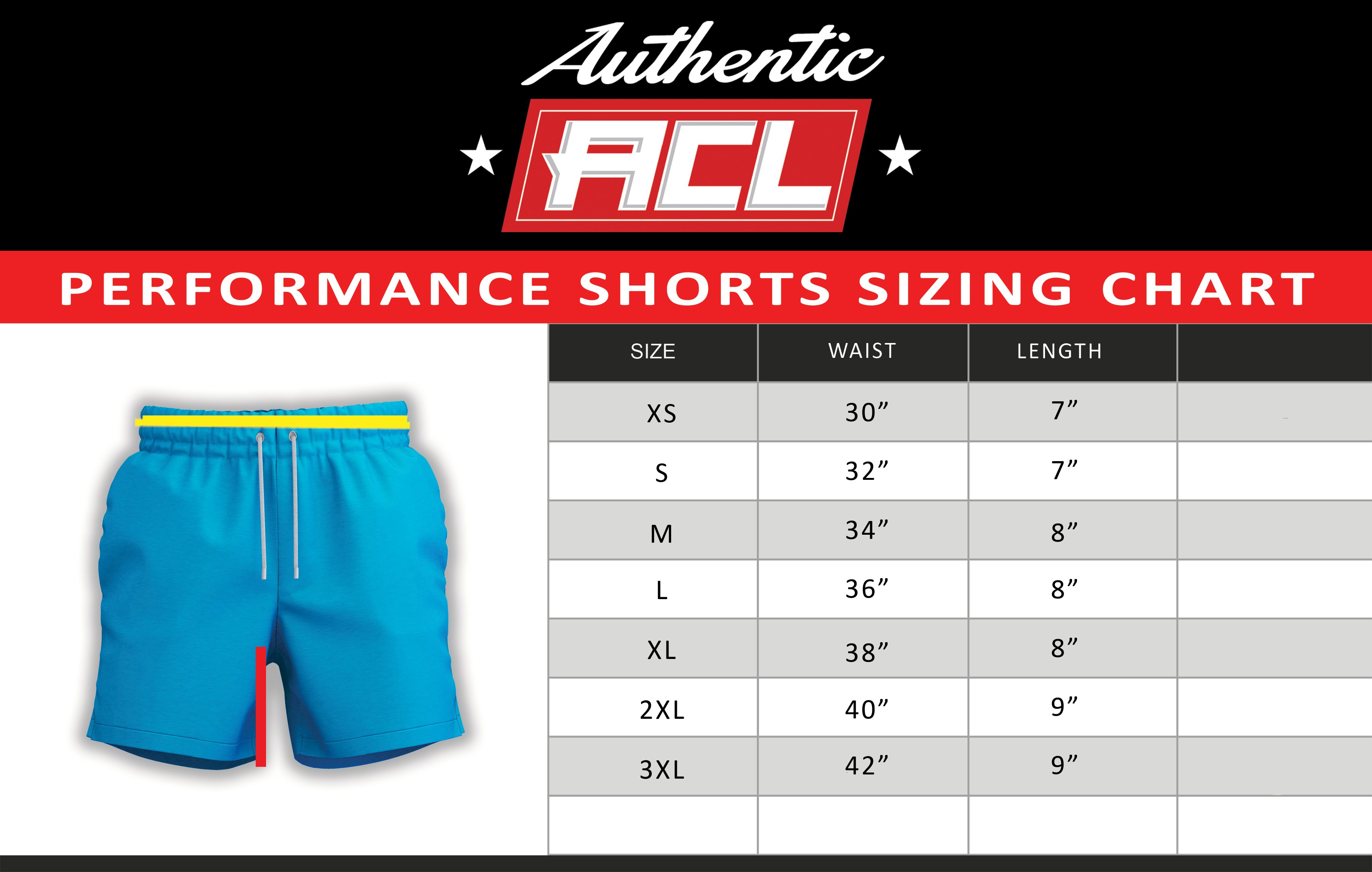 "AUTHENTIC" ACL LOGO-ATHLETIC PERFORMANCE SHORTS!