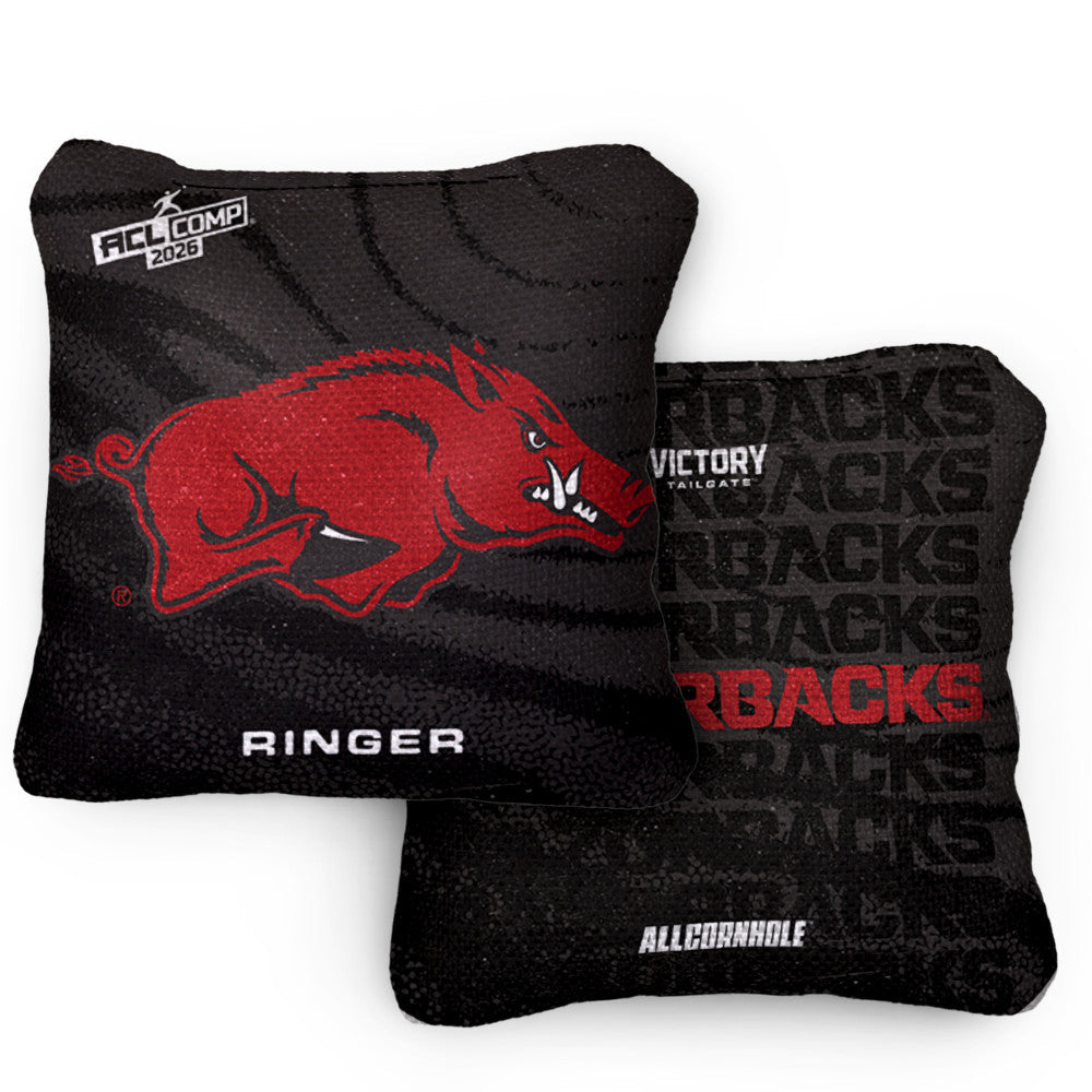 2026 Arkansas Razorbacks RINGER Black ACL Comp Cornhole Bags – Set of 4 Bags
