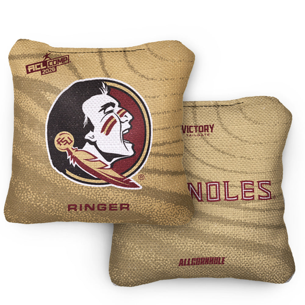 2026 Florida State Seminoles RINGER™️Gold ACL Comp Cornhole Bags – Set of 4 Bags