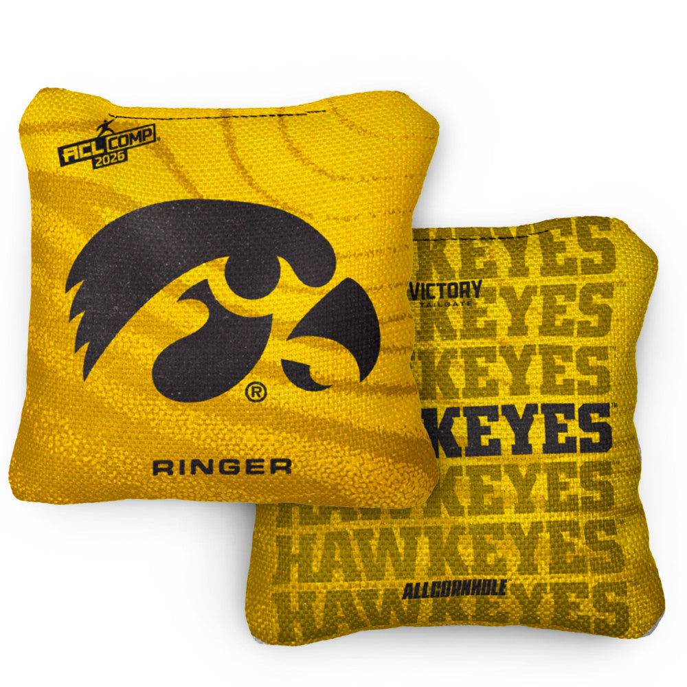 2026 Iowa Hawkeys RINGER Gold ACL Comp Cornhole Bags – Set of 4 Bags