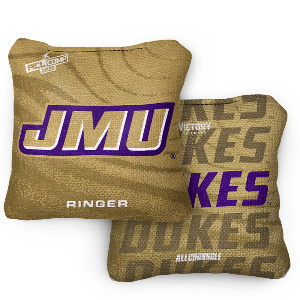 2026 James Madison Dukes RINGER Gold ACL Comp Cornhole Bags – Set of 4 Bags