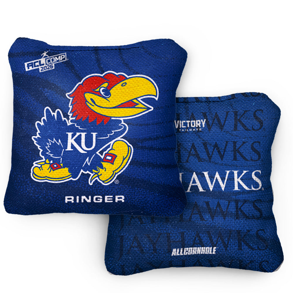 2026 Kansas Jayhawks RINGER™️Blue ACL Comp Cornhole Bags – Set of 4 Bags
