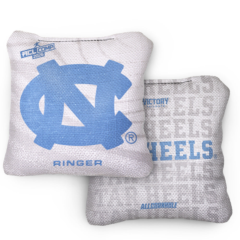 2026 North Carolina Tar Heels RINGER™️White ACL Comp Cornhole Bags – Set of 4 Bags