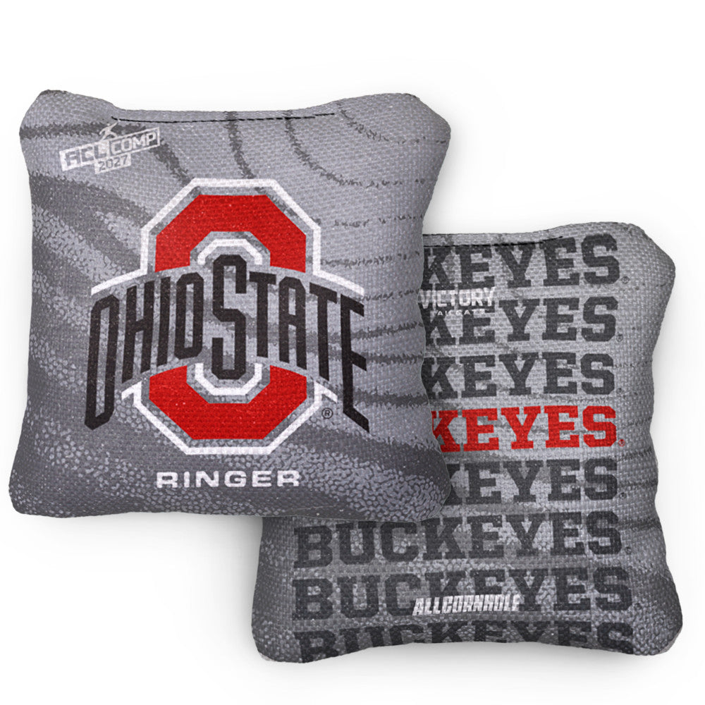 2027 Ohio State Buckeyes RINGER Grey ACL Comp Cornhole Bags – Set of 4 Bags