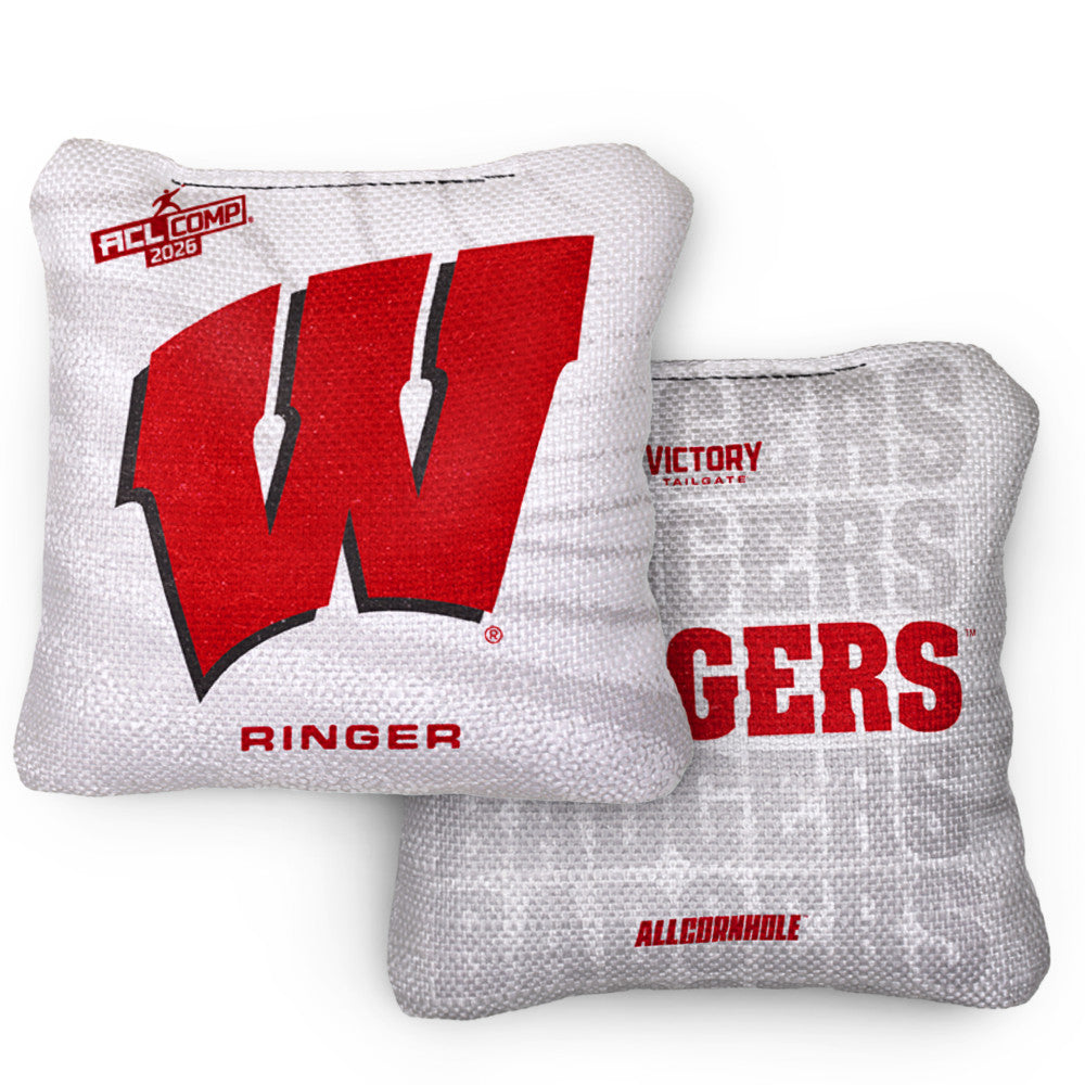 2026 Wisconsin Badgers RINGER™️White ACL Comp Cornhole Bags – Set of 4 Bags