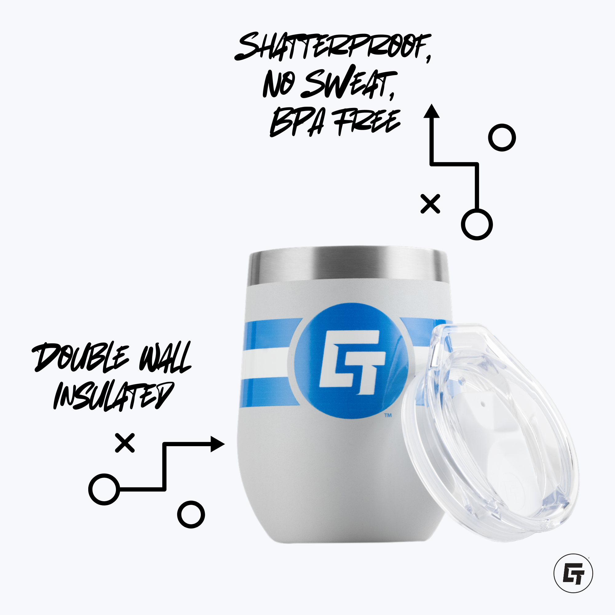 Virginia Cutters 12oz Light Blue Stemless Tumbler