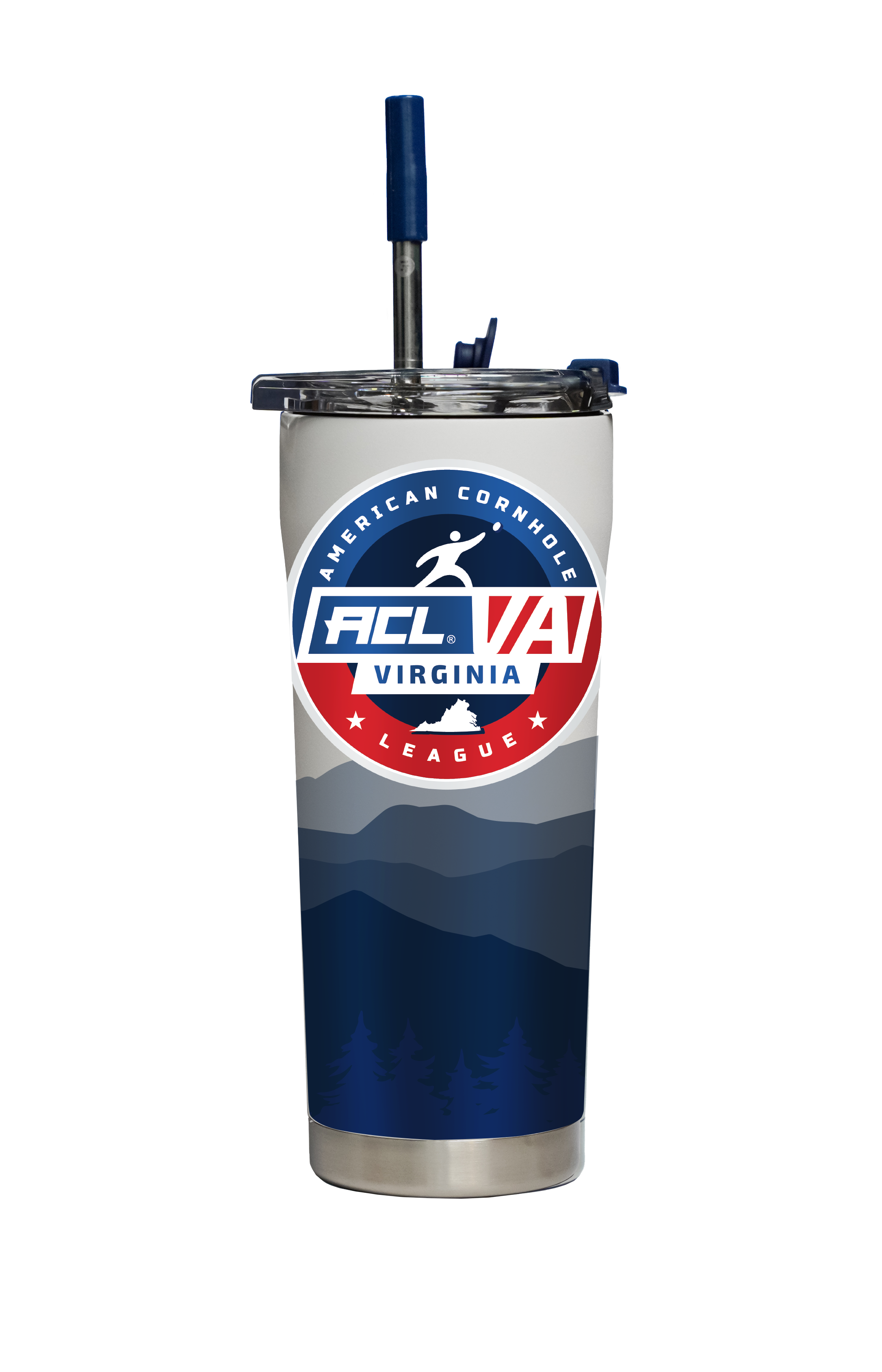 American Cornhole League "ACL Virginia" State Landscape White Straw Tumbler