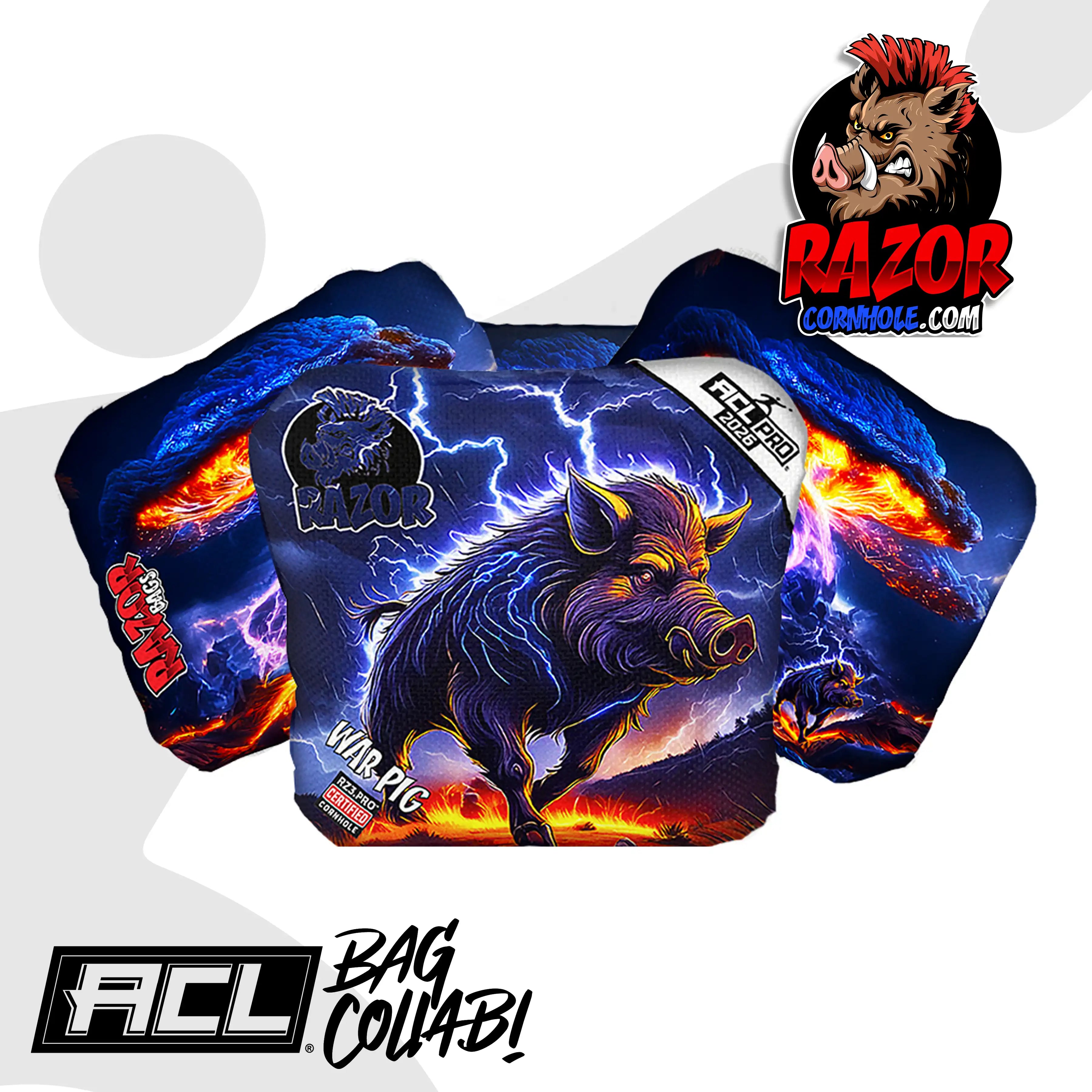 War Pig | Lightning Pig | ACL PRO Razor Cornhole Bags