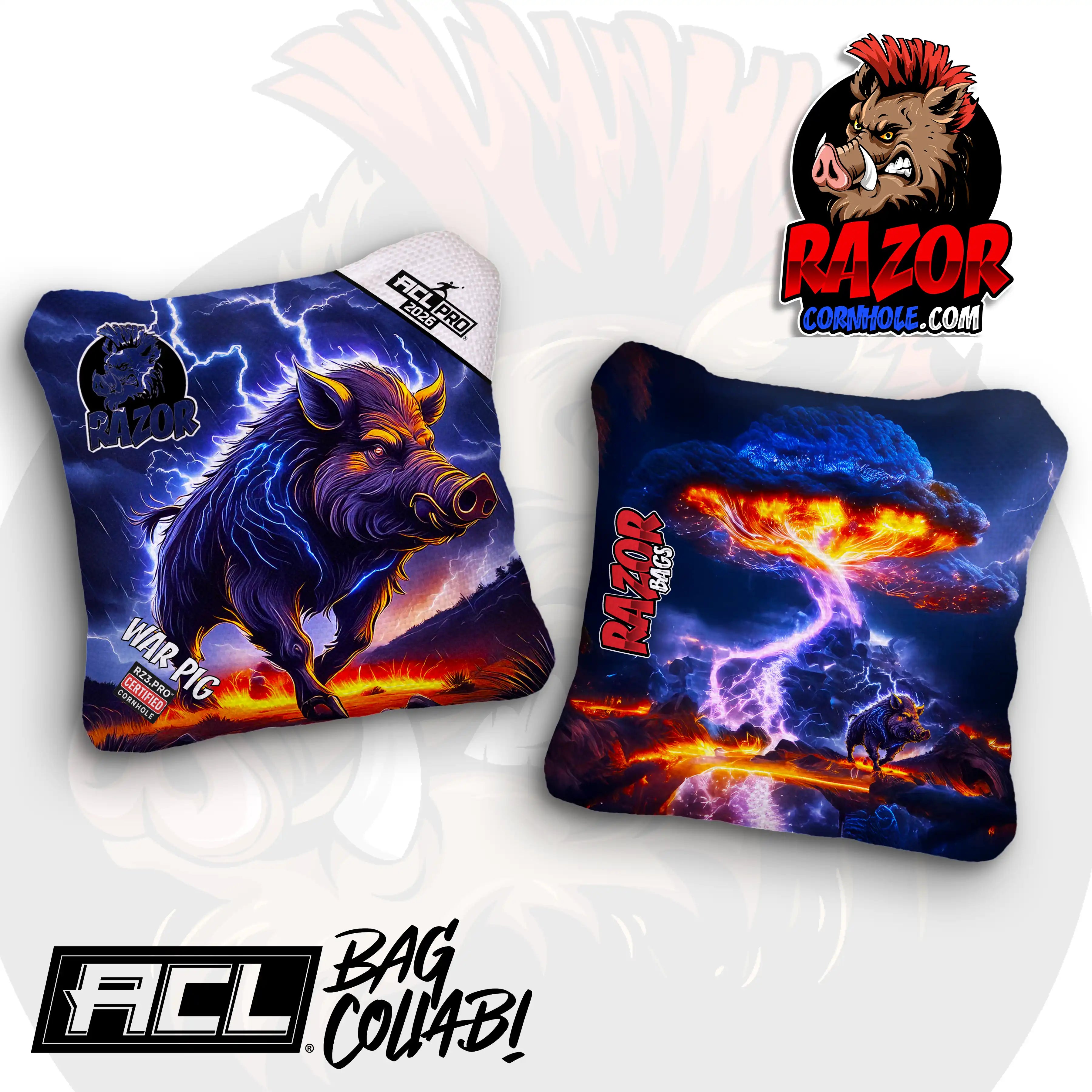 War Pig | Lightning Pig | ACL PRO Razor Cornhole Bags