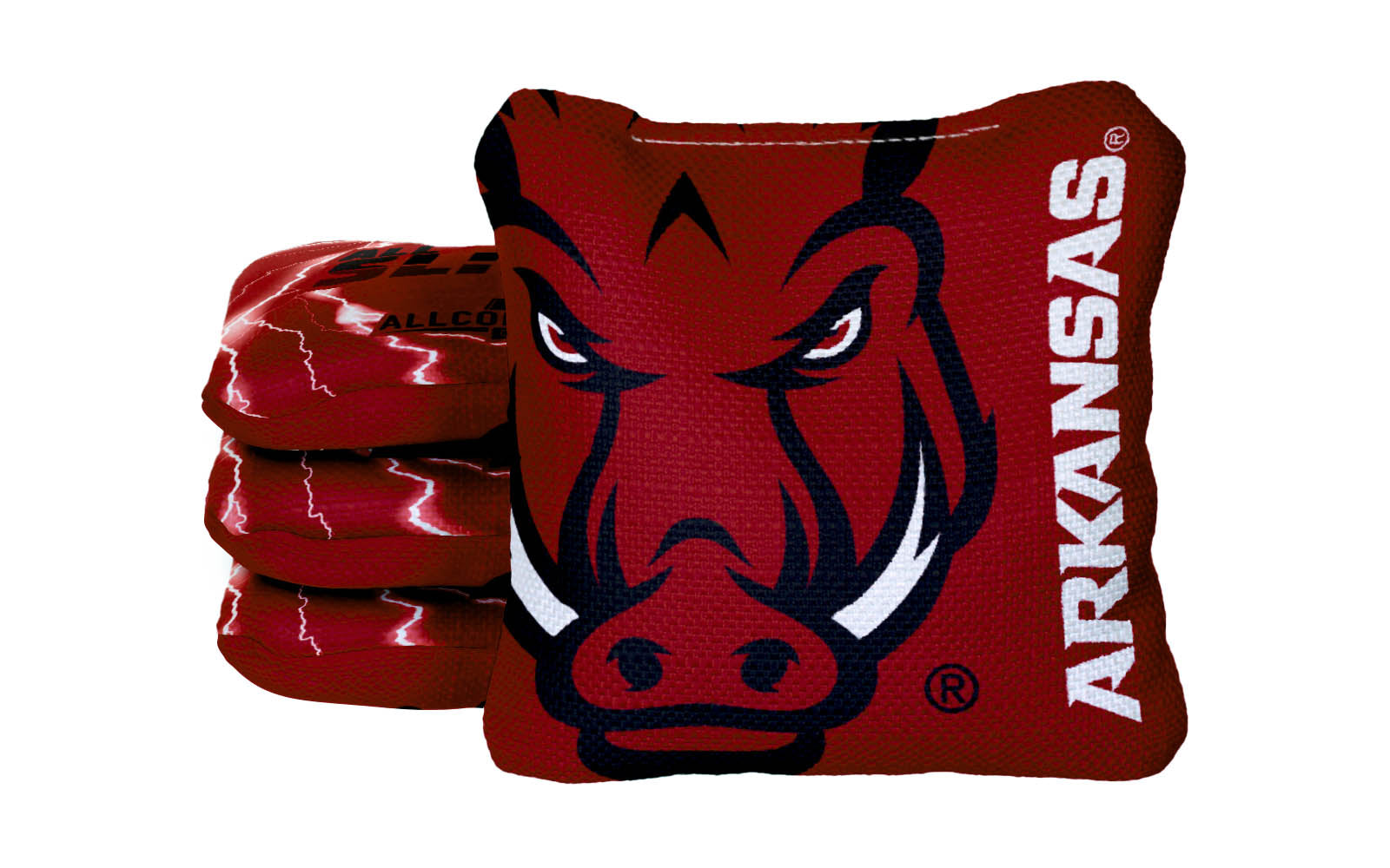 Officially Licensed Collegiate Cornhole Bags - AllCornhole All-Slide 2.0 - Set of 4 - University of Arkansas