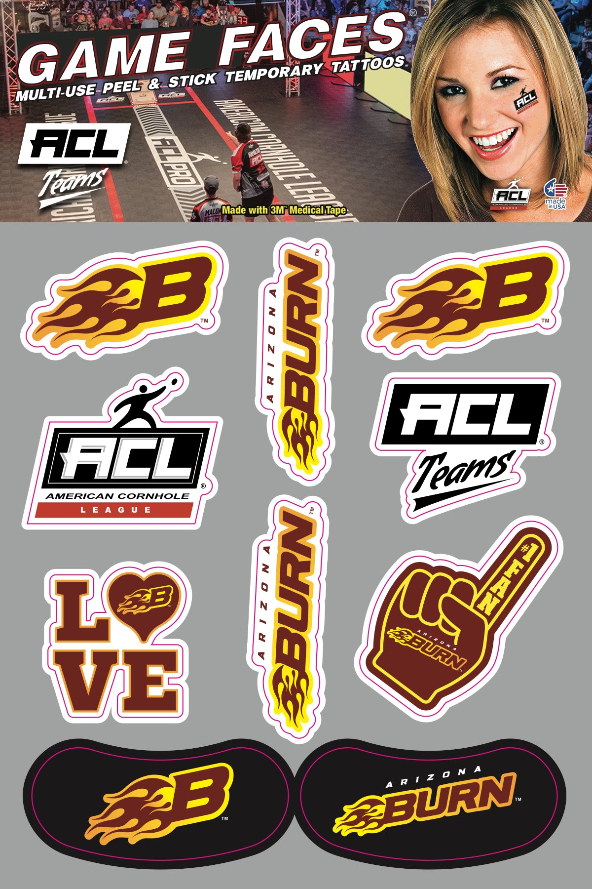 Arizona Burn - Waterless Peel & Stick Temporary Tattoos  - 10 Pack