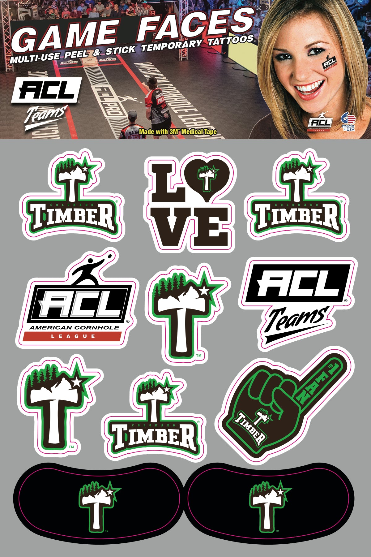 Colorado Timber - Waterless Peel & Stick Temporary Tattoos  - 10 Pack