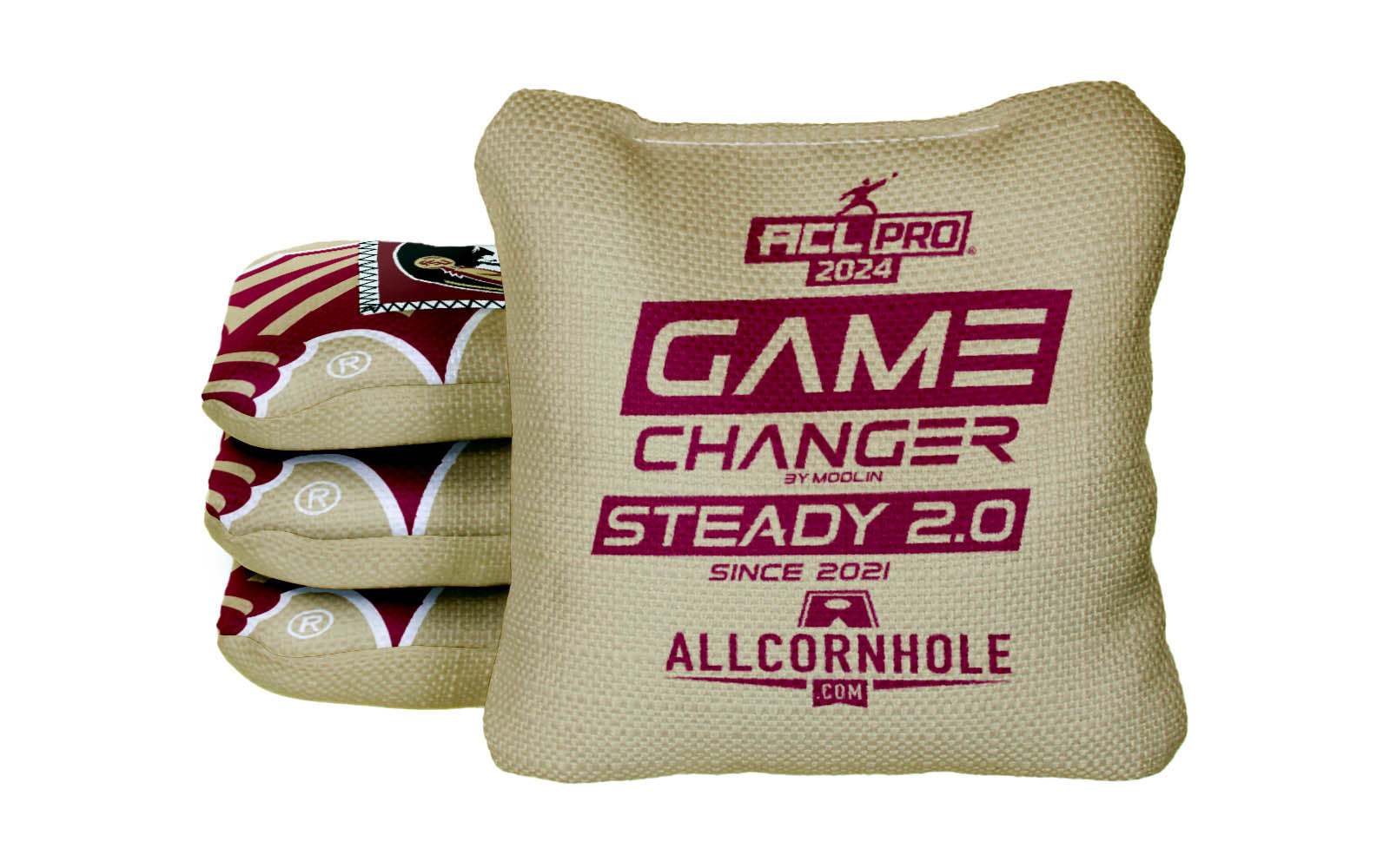 Officially Licensed Collegiate Cornhole Bags - AllCornhole Game Changers Steady 2.0 - Set of 4 - Florida State University