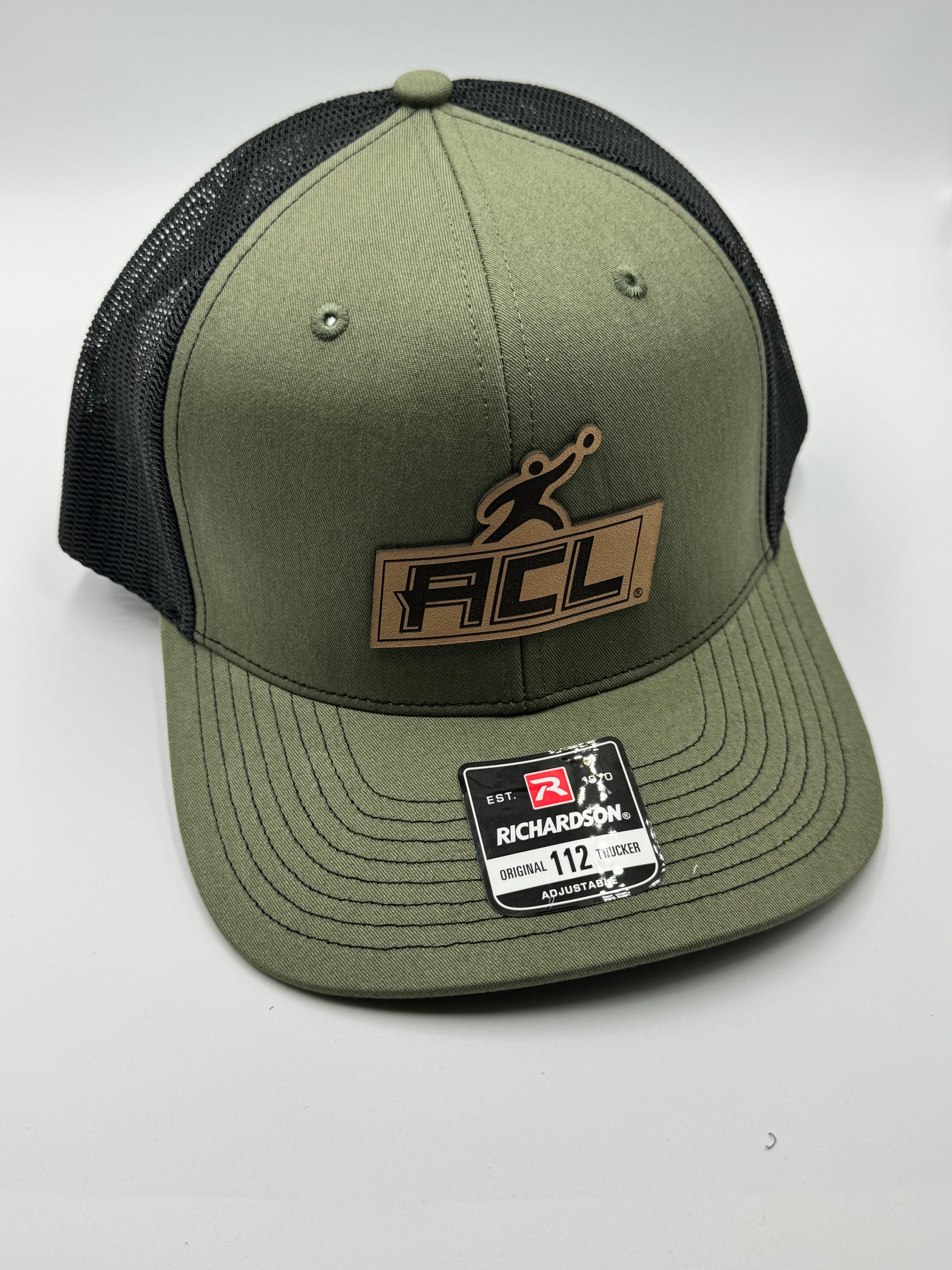 Green/Black Hat With Leather Patch