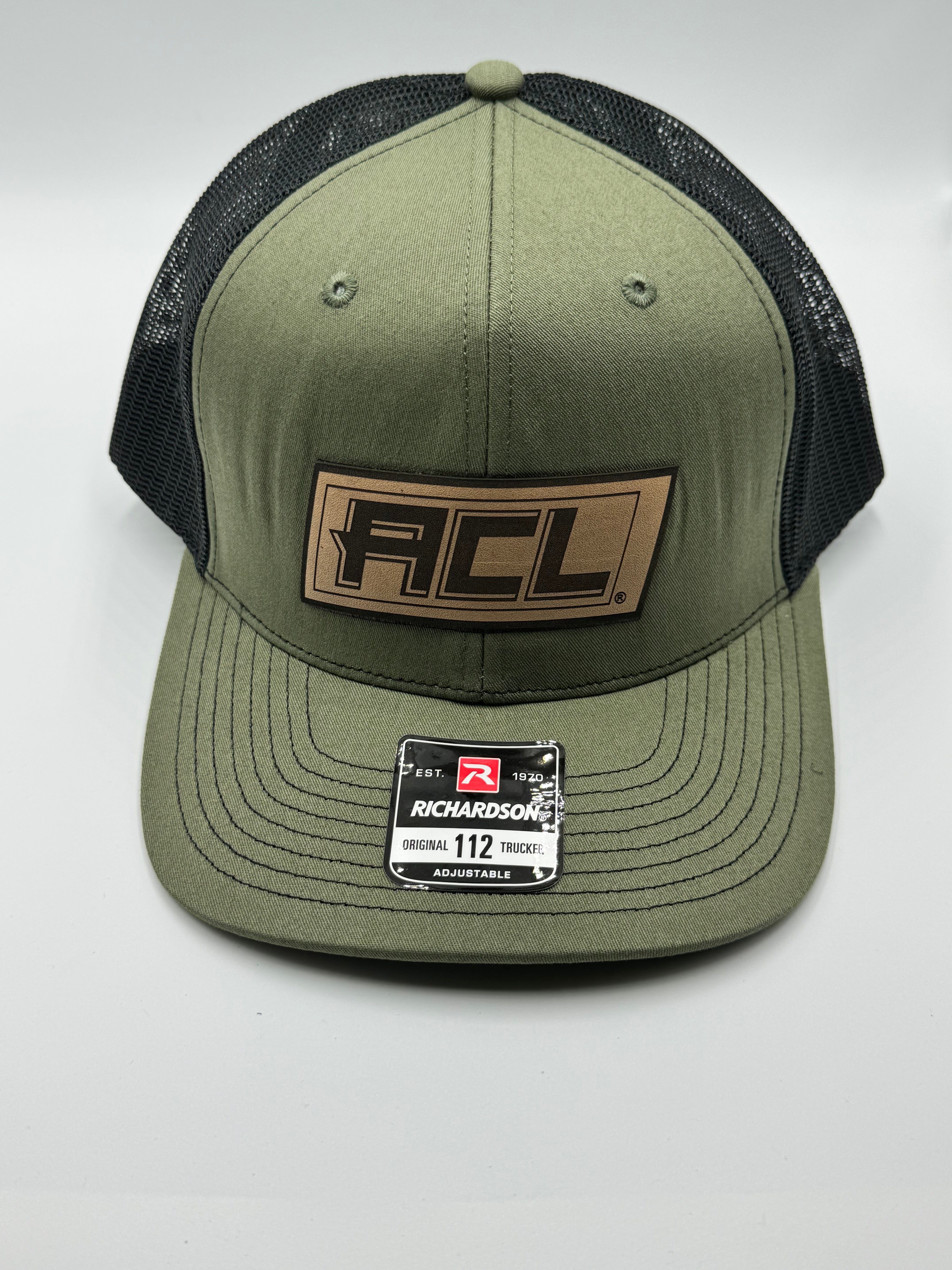 Green/Black Hat With Leather Patch