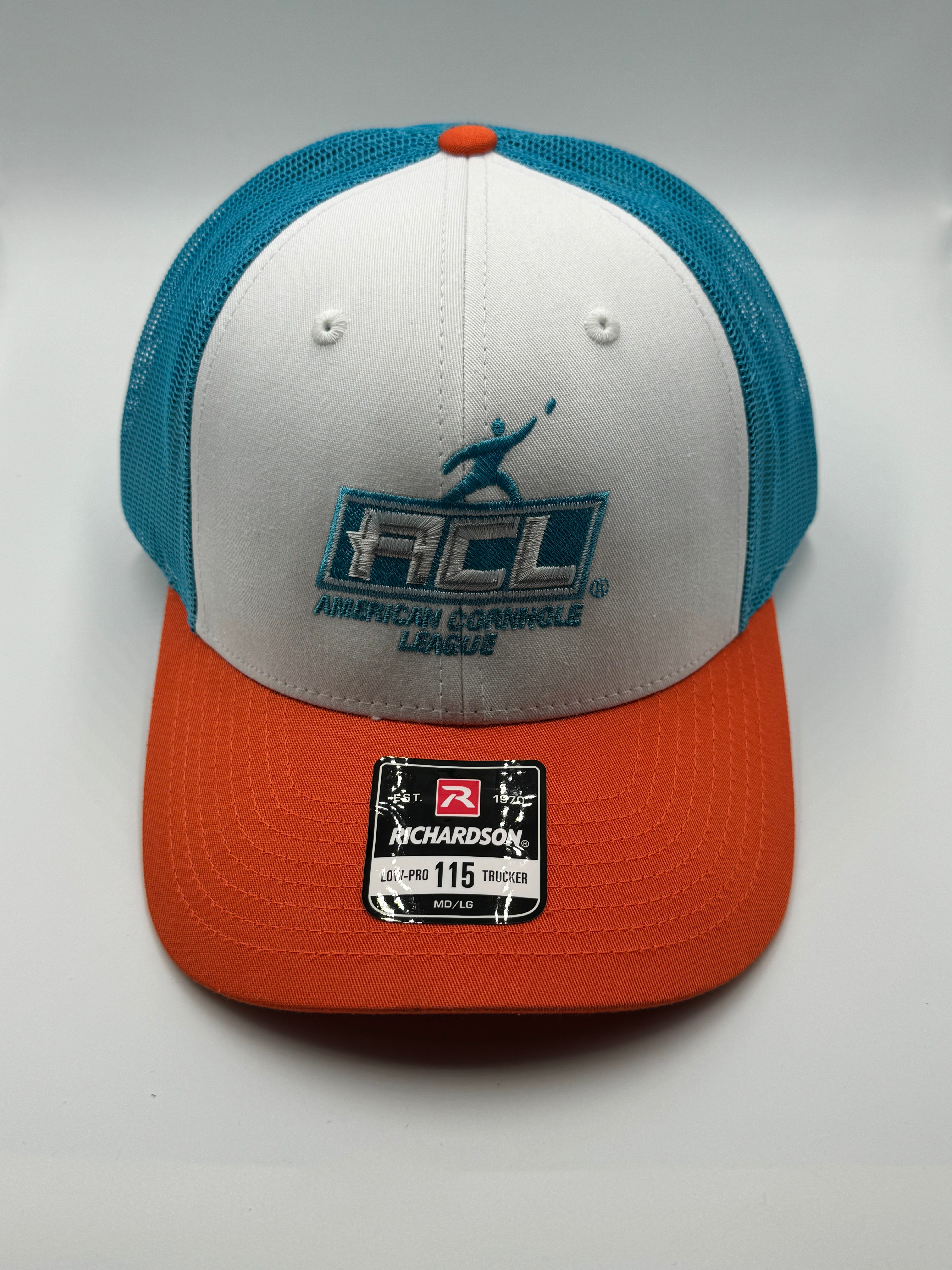 Orange/Teal Stitched Hat