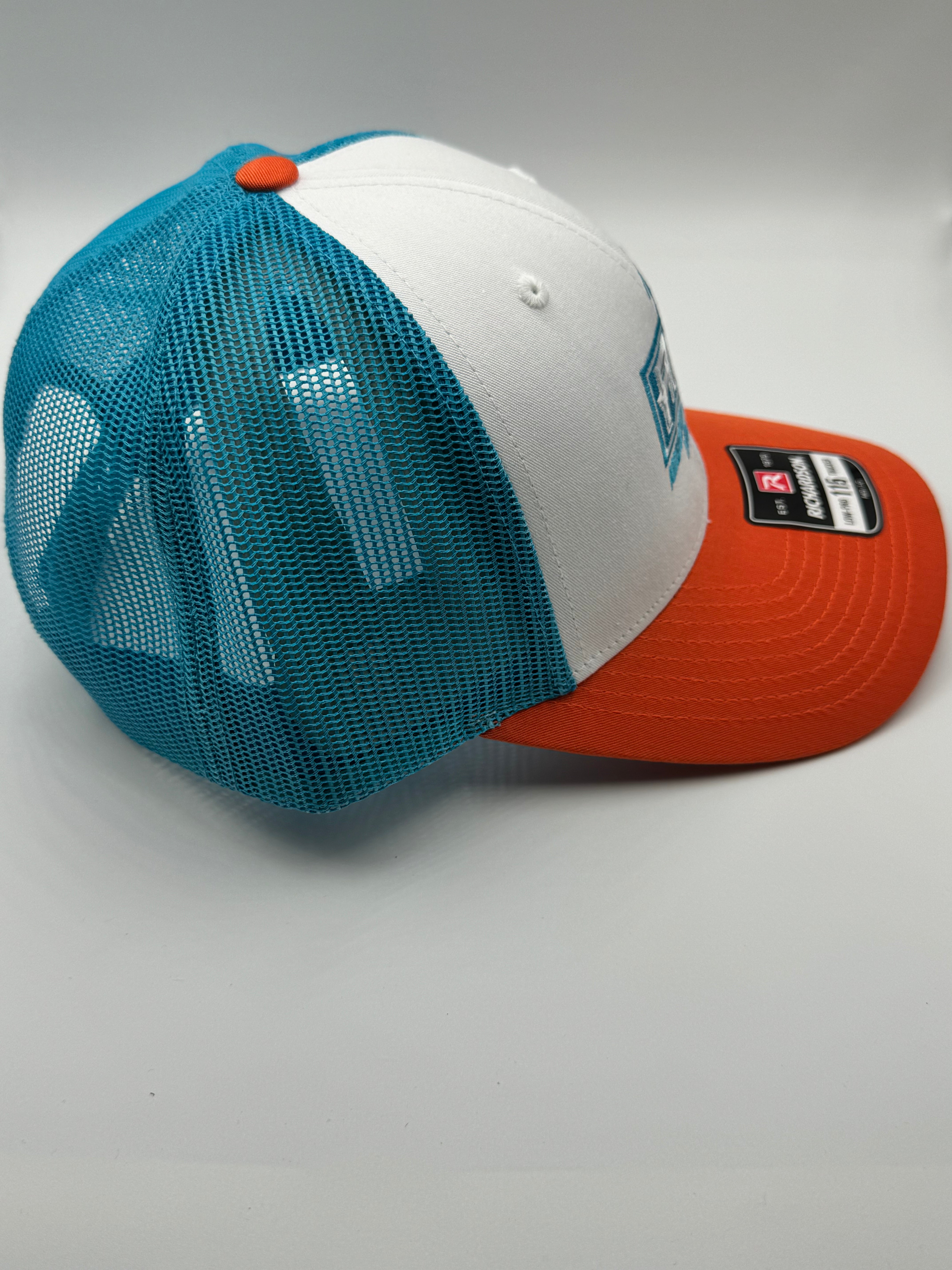 Orange/Teal Stitched Hat