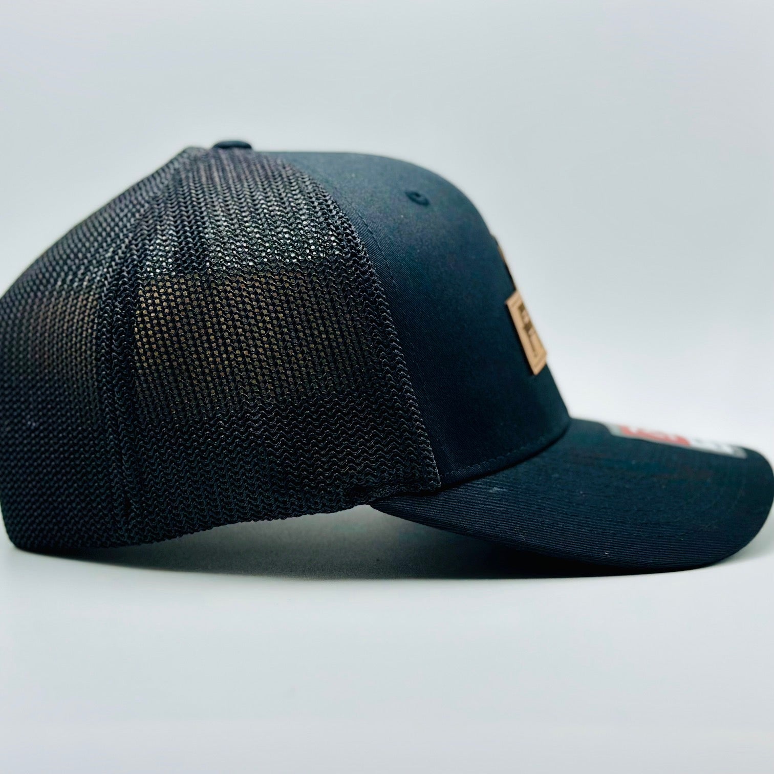 Black Flex Hat With Leather Patch
