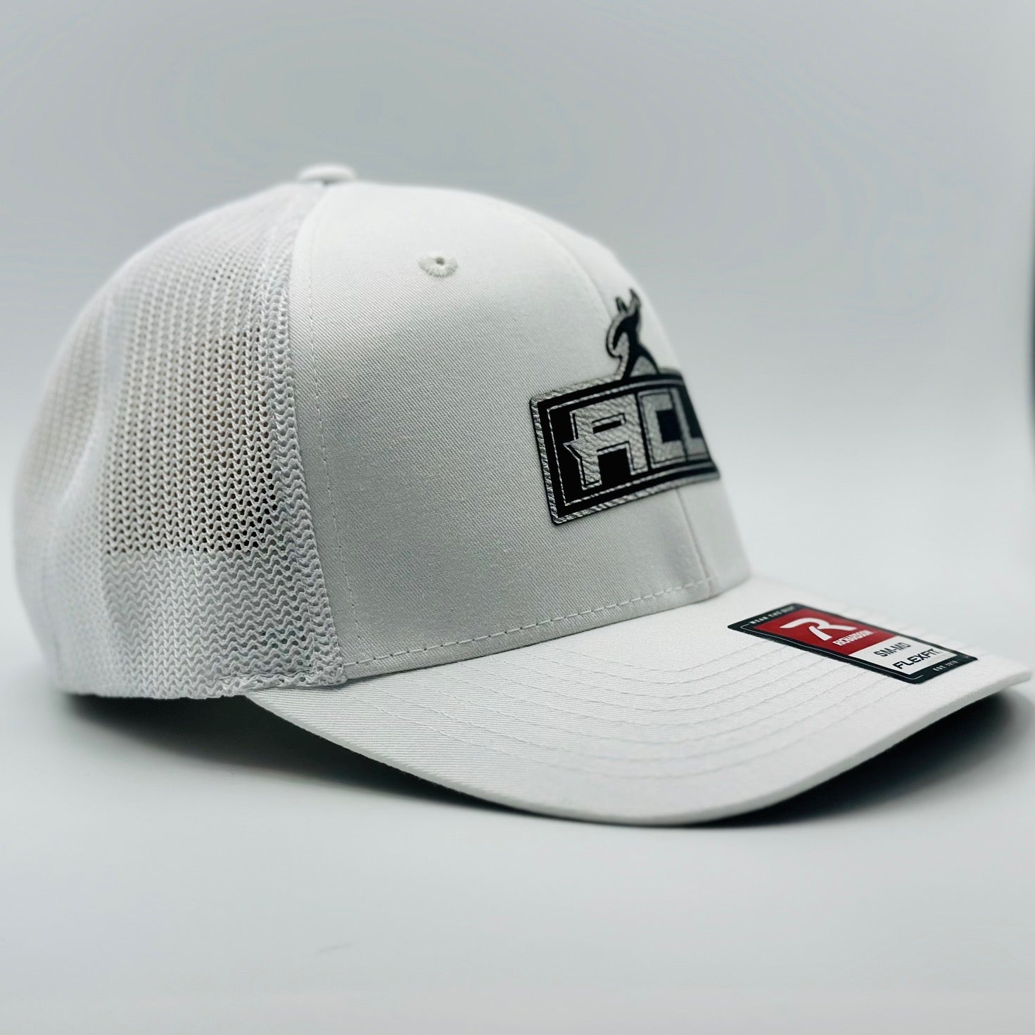 White Flex Hat With Sliver Patch