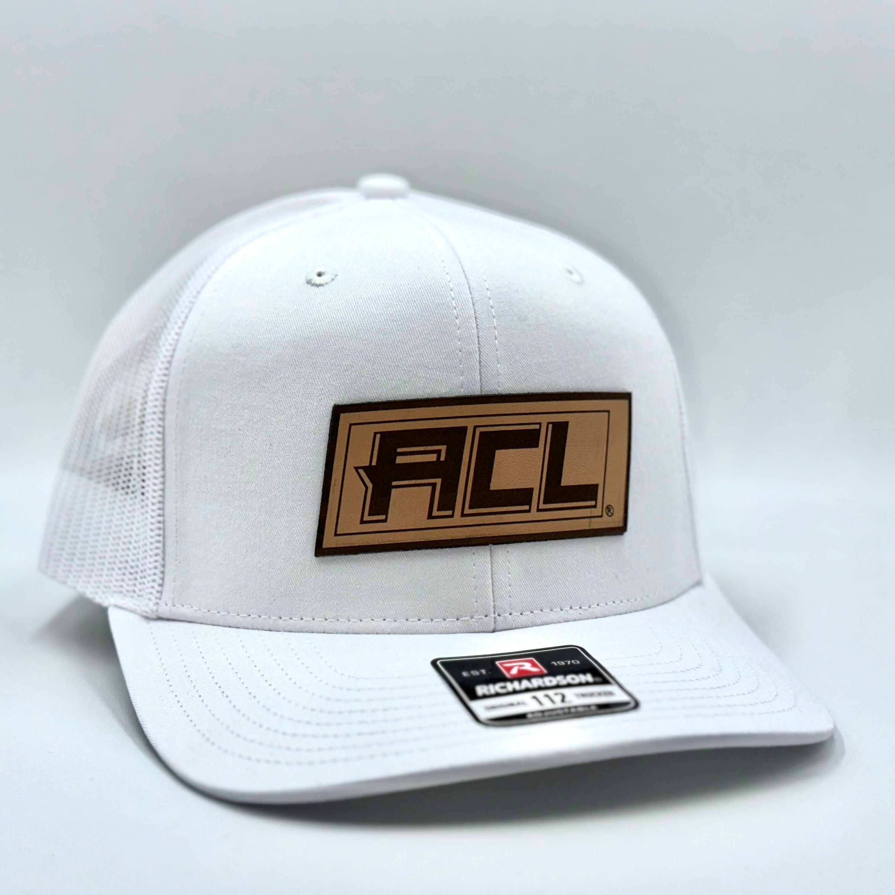 White Hat With Leather Patch
