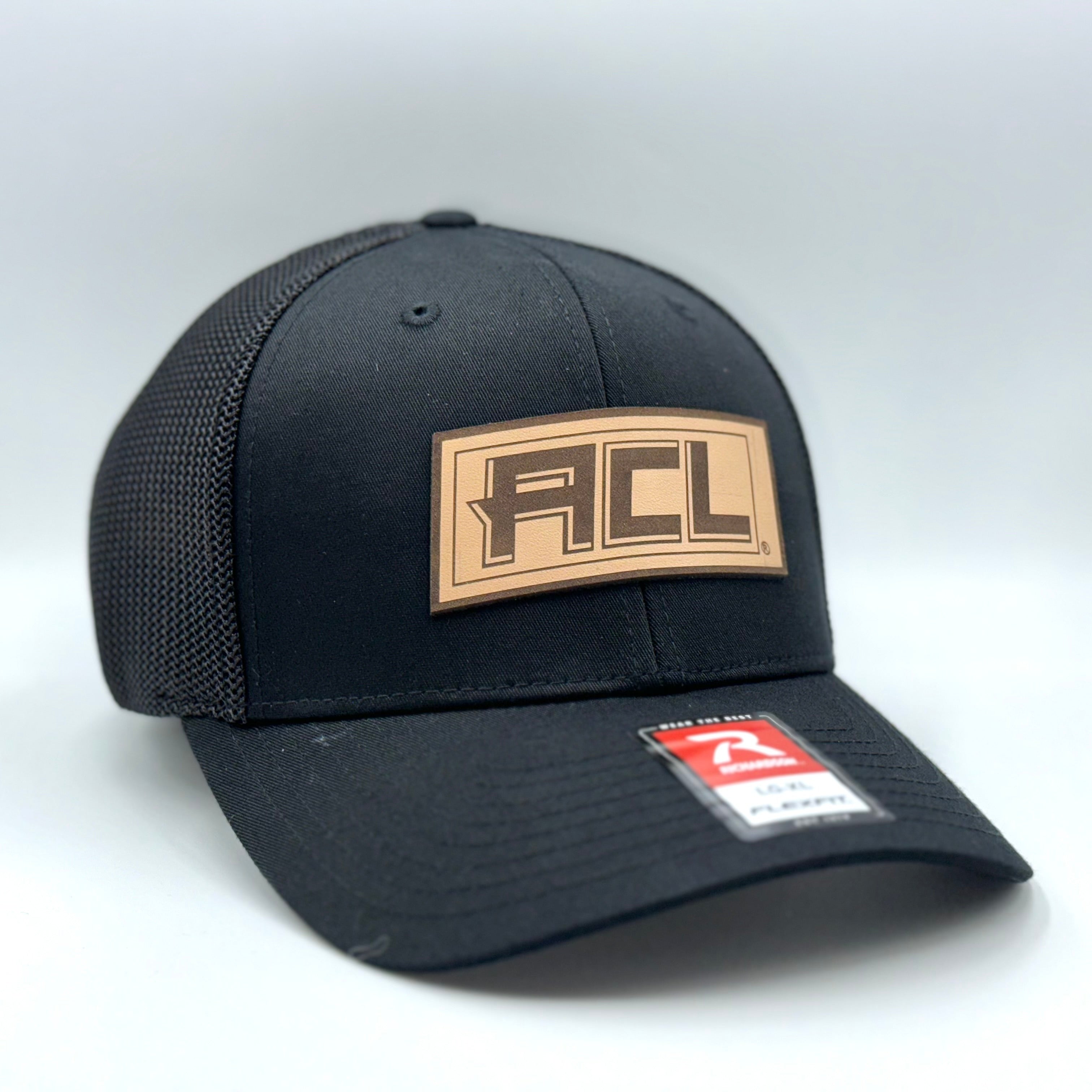 Black Flex Hat With Leather Patch