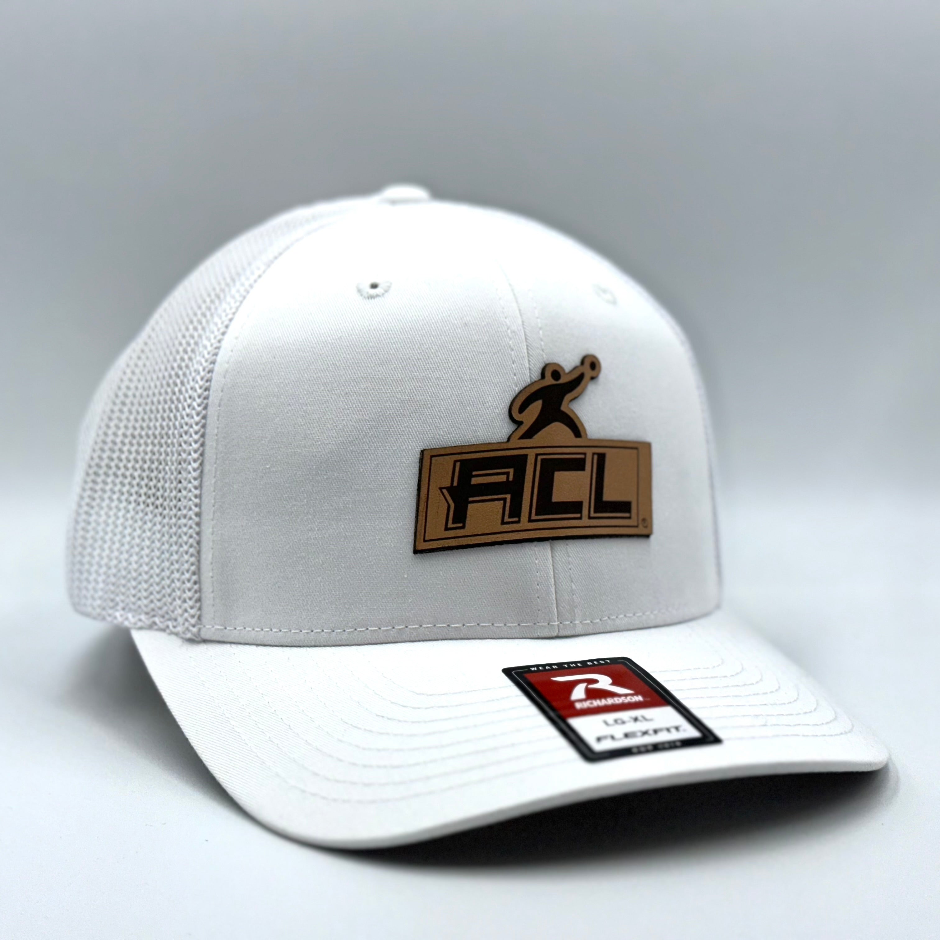 White Flex Hat With Leather Patch